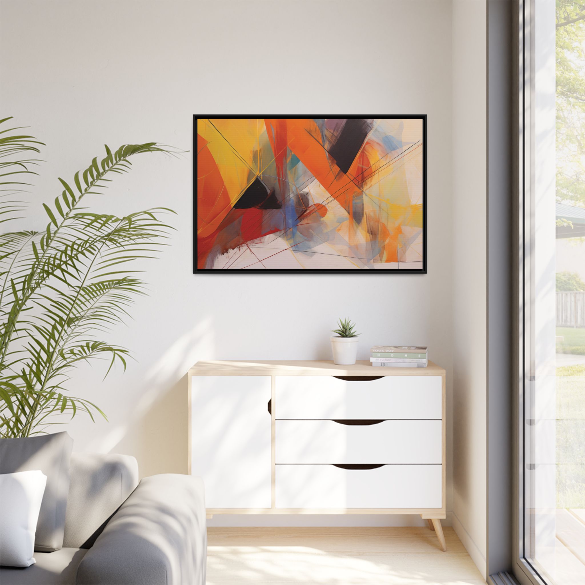 Abstracts Horn (v1 Clear), Framed Matt Canvas (Black, White, Brown,) - Image 12