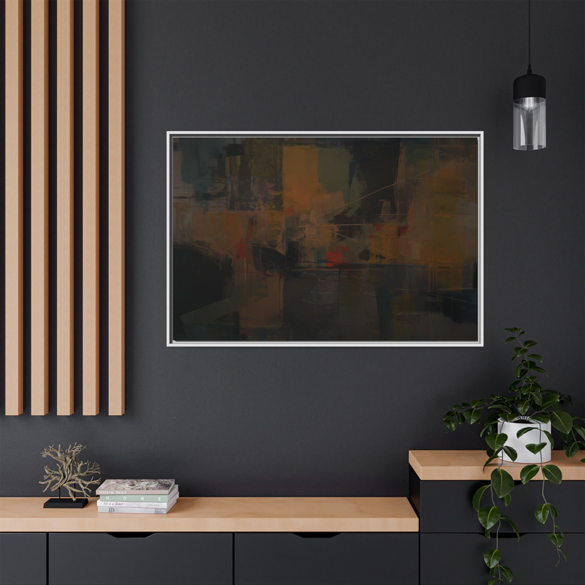 Abstracts Radar (v1 Dark) - Framed Matt Canvas (Black, White, Brown,) - Image 26