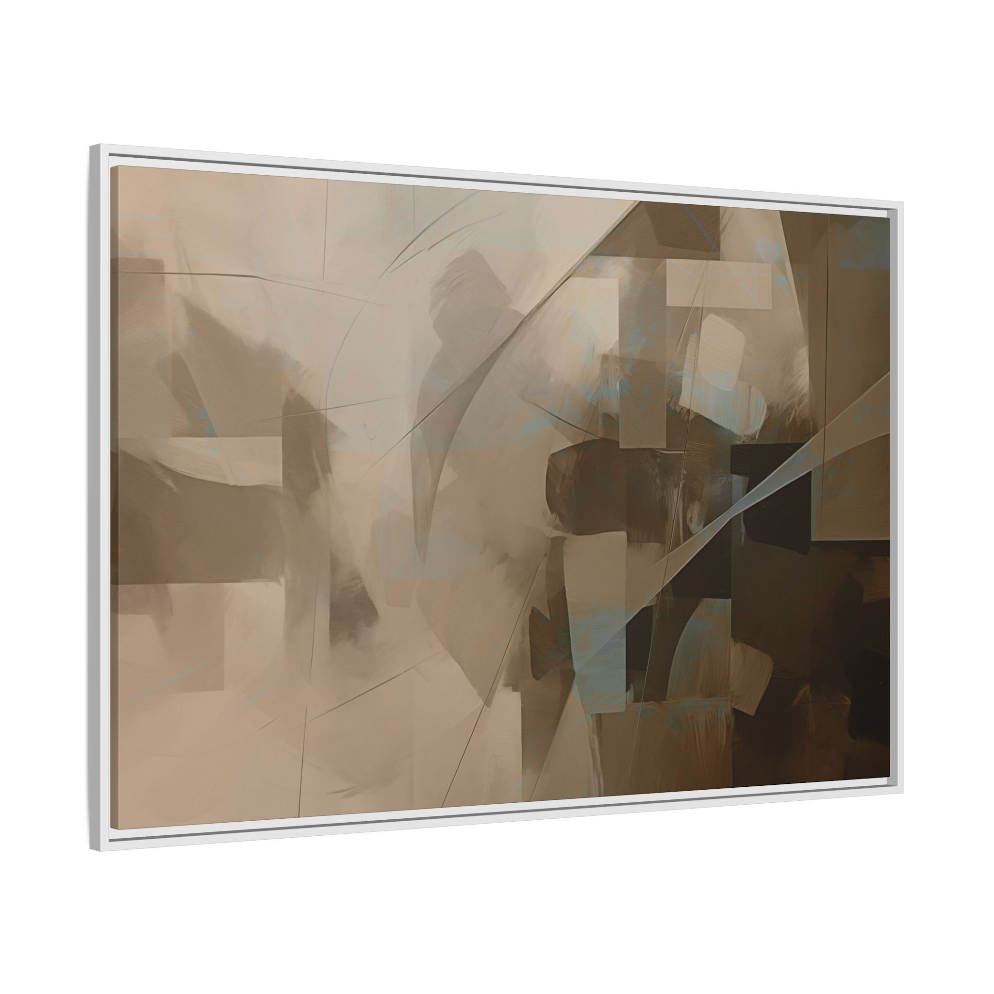 Abstracts Lance (v1 Coffee), Framed Matt Canvas (Black, White, Brown,) - Image 24