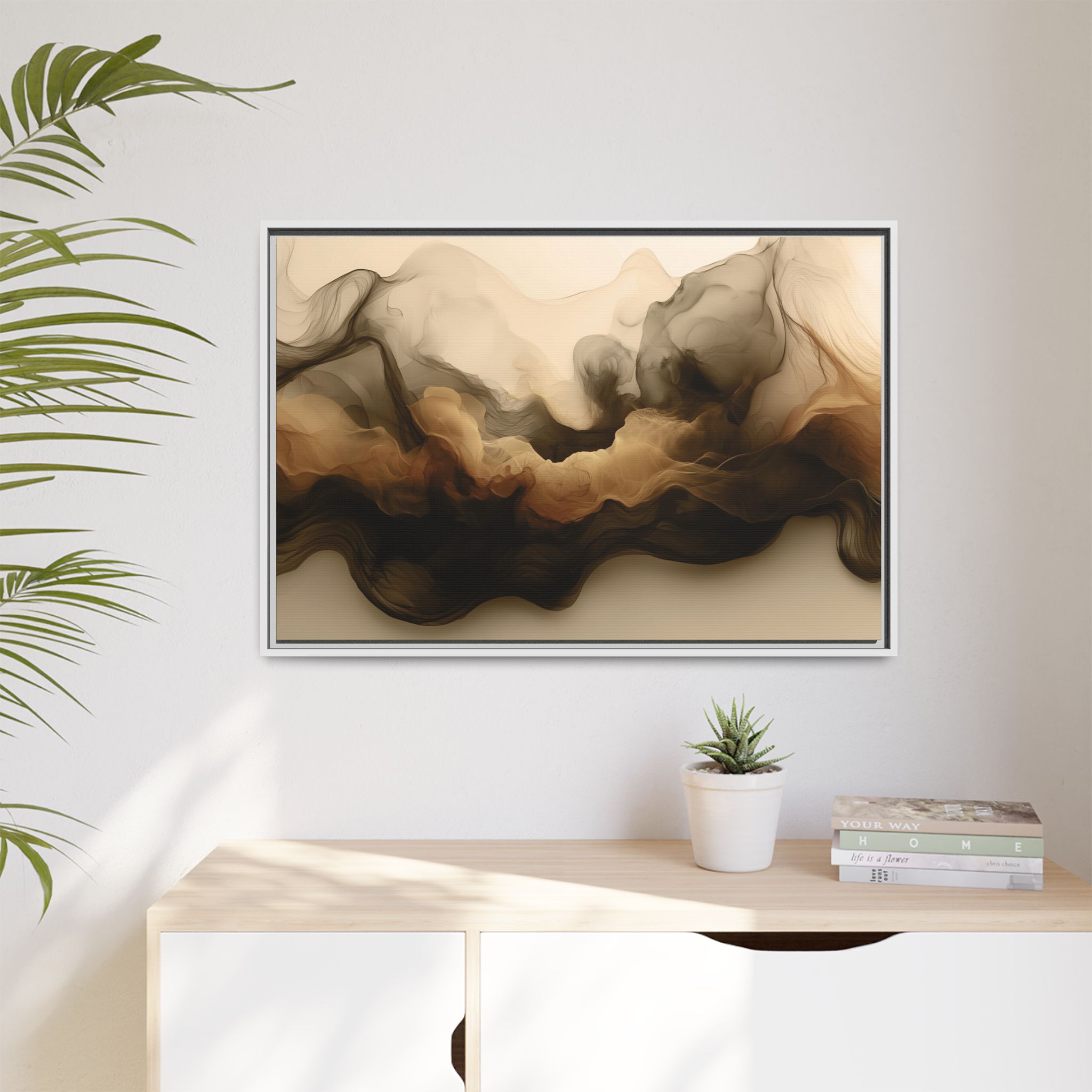 Siesmic Clouds - Ember (v2 coffee), Framed Matt Canvas (Black, White, Brown,) - Image 15