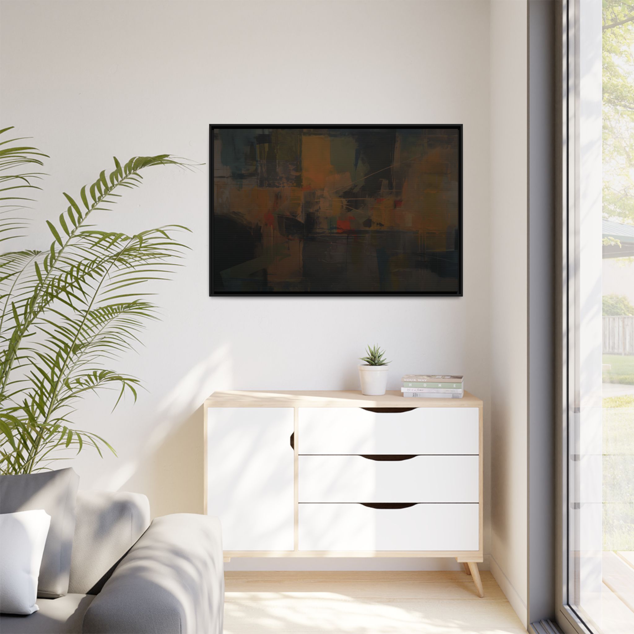 Abstracts Radar (v1 Dark) - Framed Matt Canvas (Black, White, Brown,) - Image 7