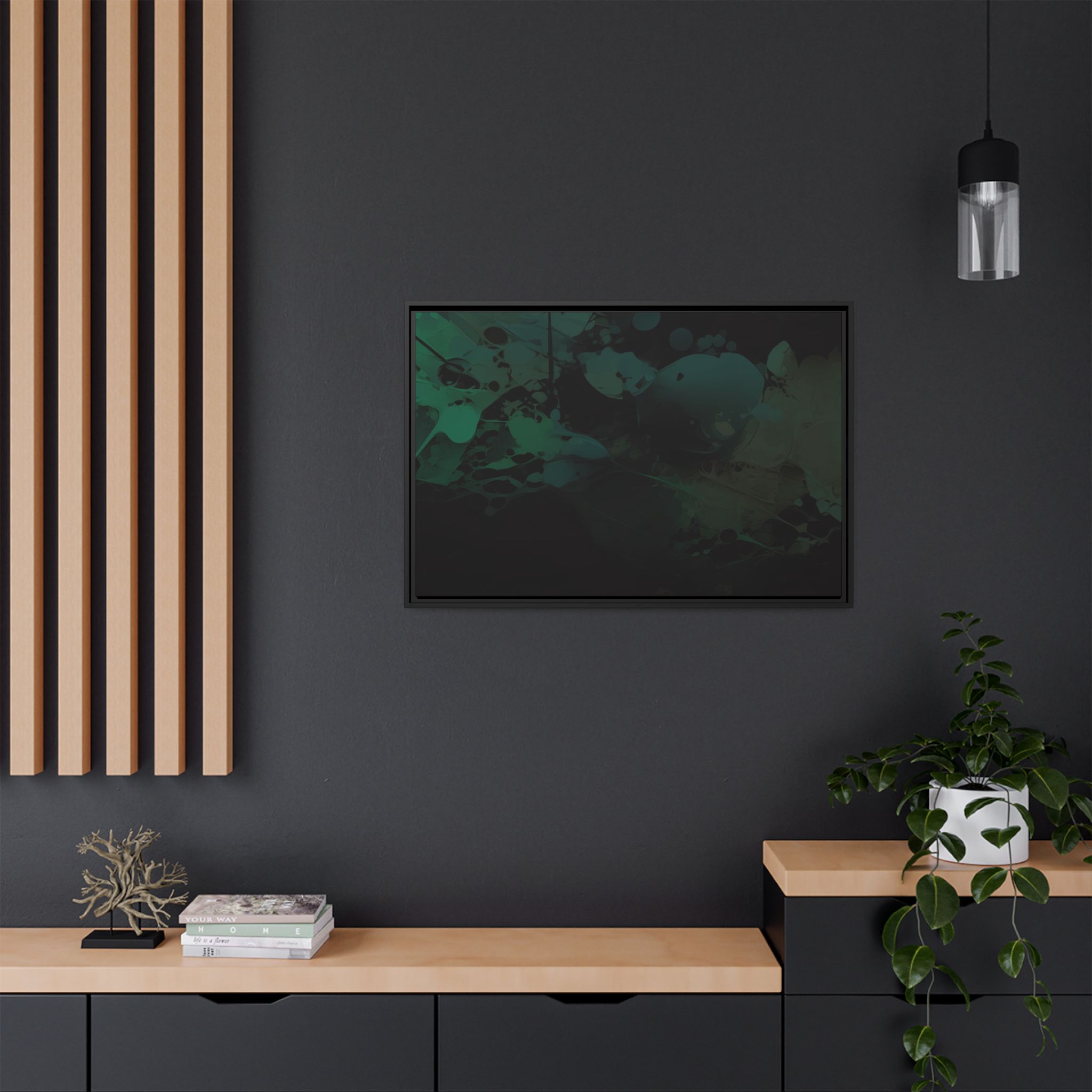 Polygon Fluids (Blue) - Framed Matt Canvas (Black, White, Brown,) - Image 4