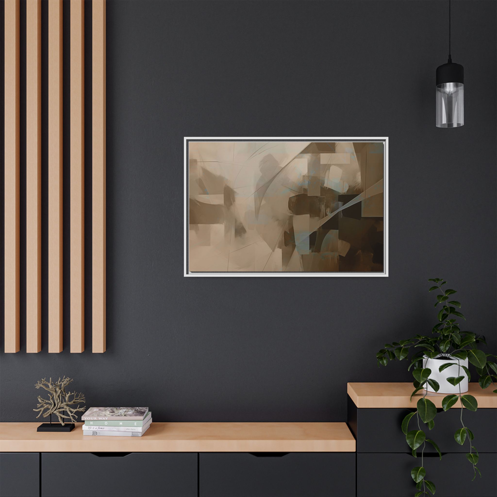 Abstracts Lance (v1 Coffee), Framed Matt Canvas (Black, White, Brown,) - Image 18