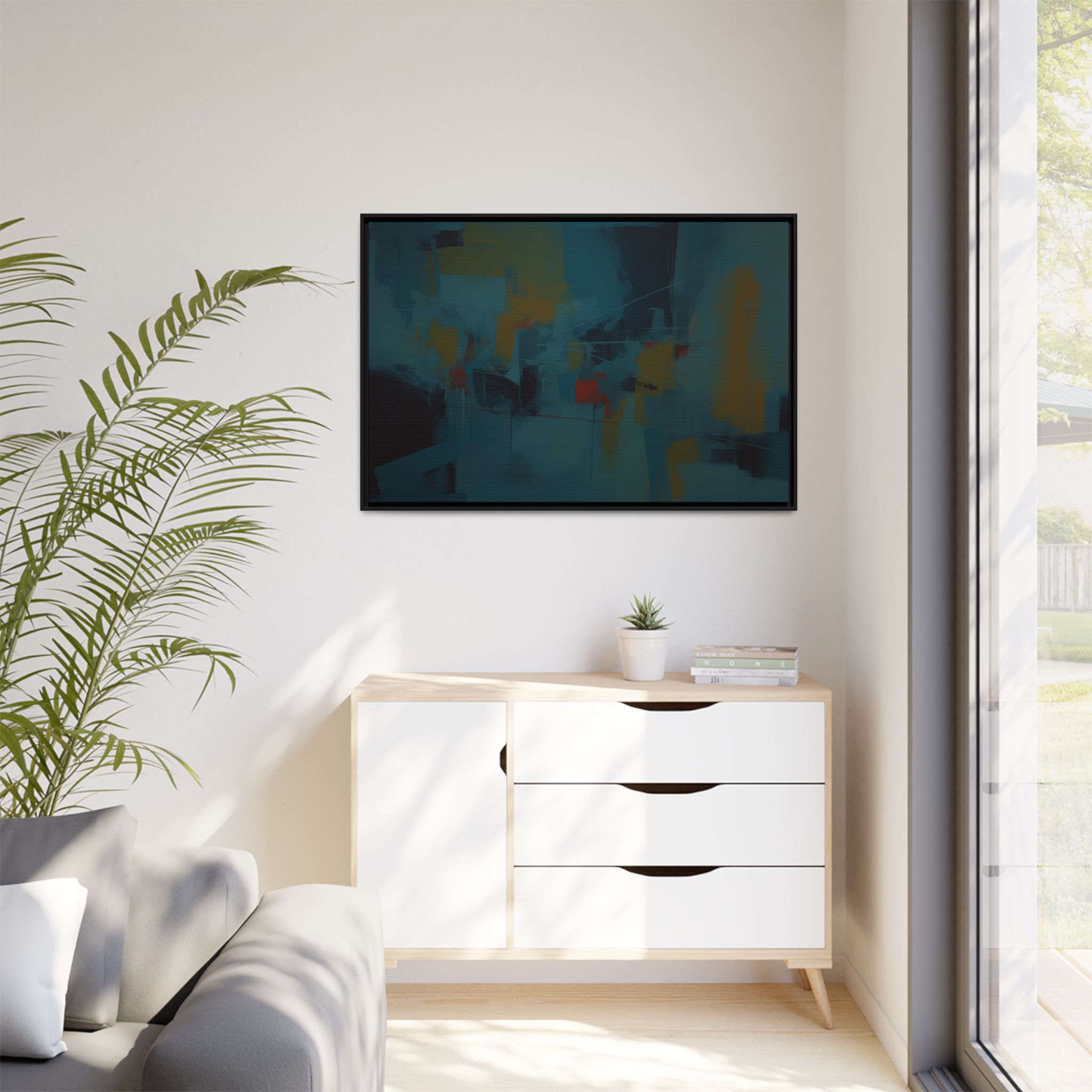 Abstracts Radar (v1 Blue Vibe) - Framed Matt Canvas (Black, White, Brown,) - Image 7