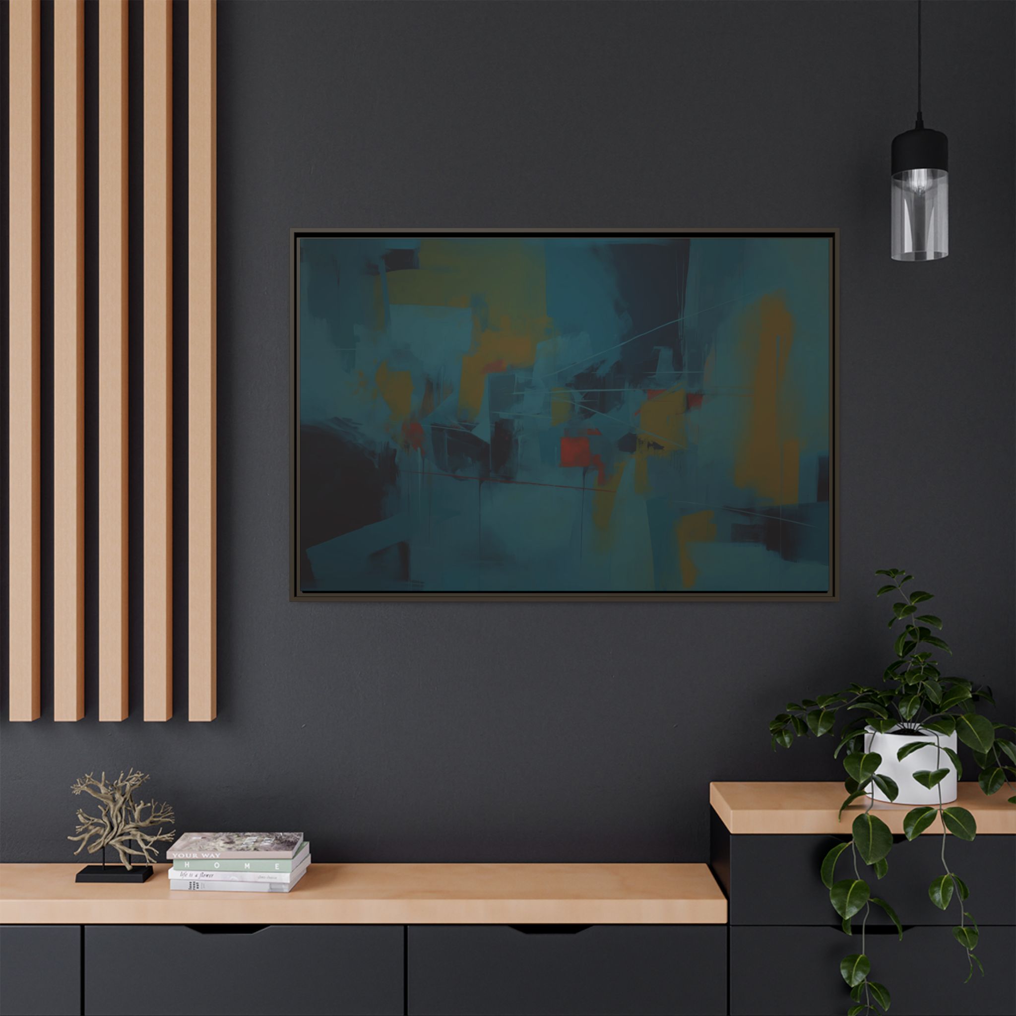 Abstracts Radar (v1 Blue Vibe) - Framed Matt Canvas (Black, White, Brown,) - Image 22