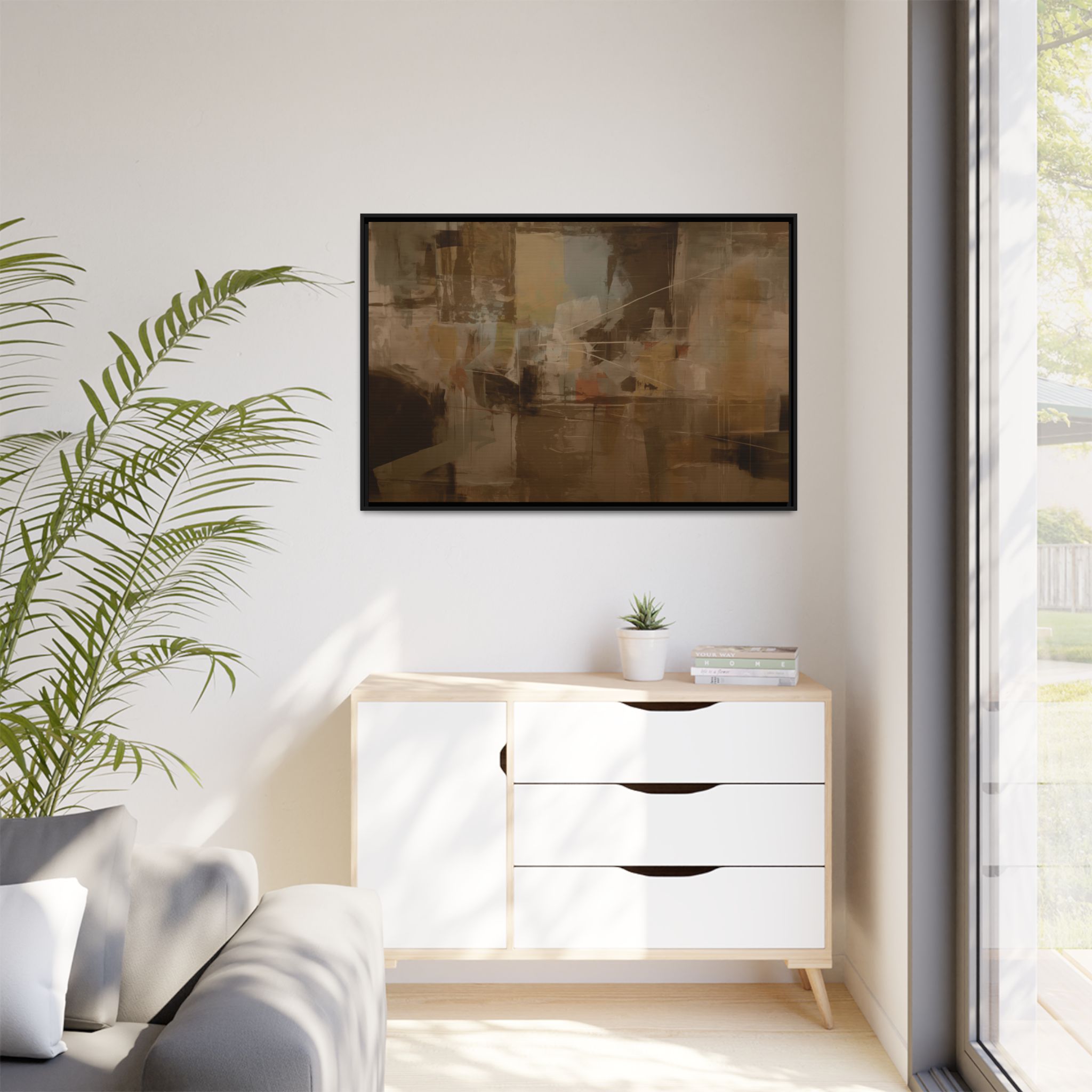 Abstracts Radar (v1 Coffee) - Framed Matt Canvas (Black, White, Brown,) - Image 7