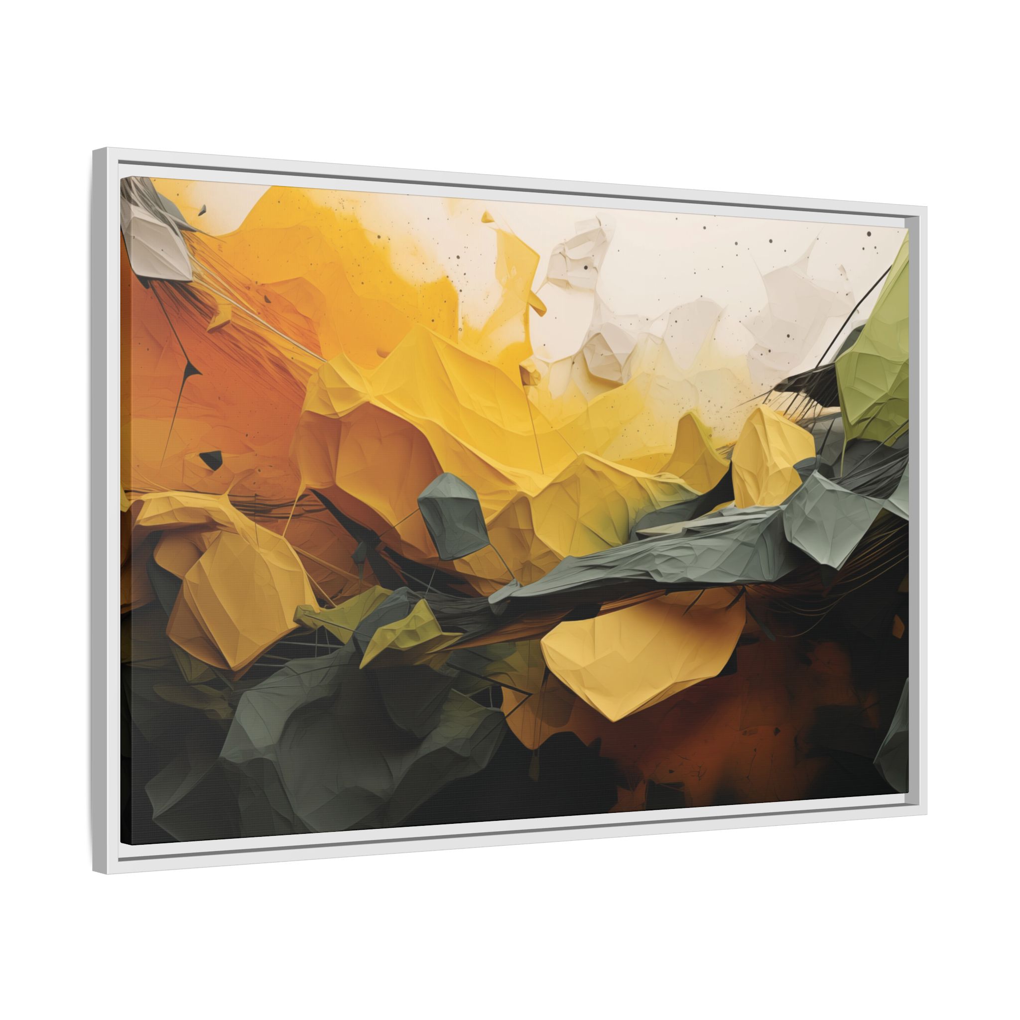 Polygon Thoughts (v0 Clear) - Framed Matt Canvas (Black, White, Brown,) - Image 14