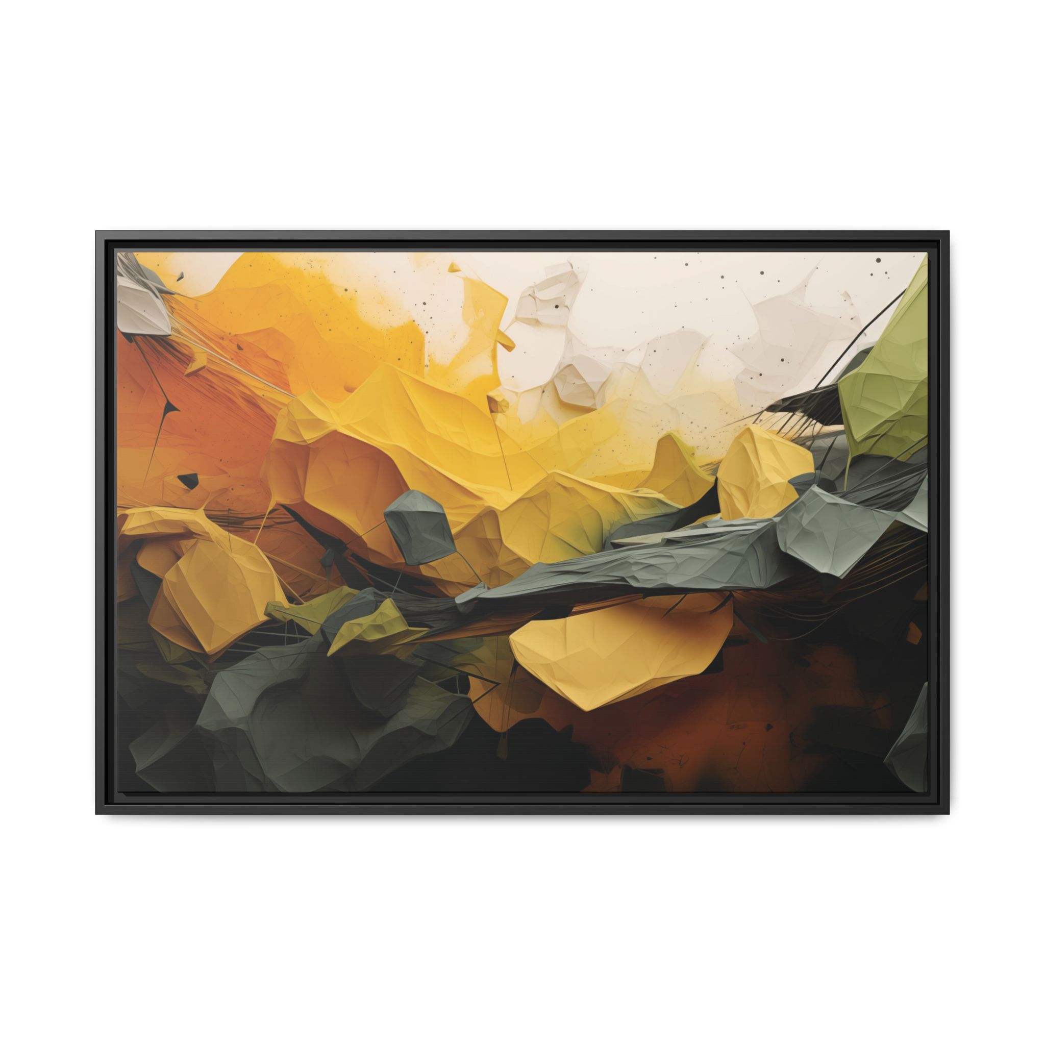 Polygon Thoughts (v0 Clear) - Framed Matt Canvas (Black, White, Brown,)