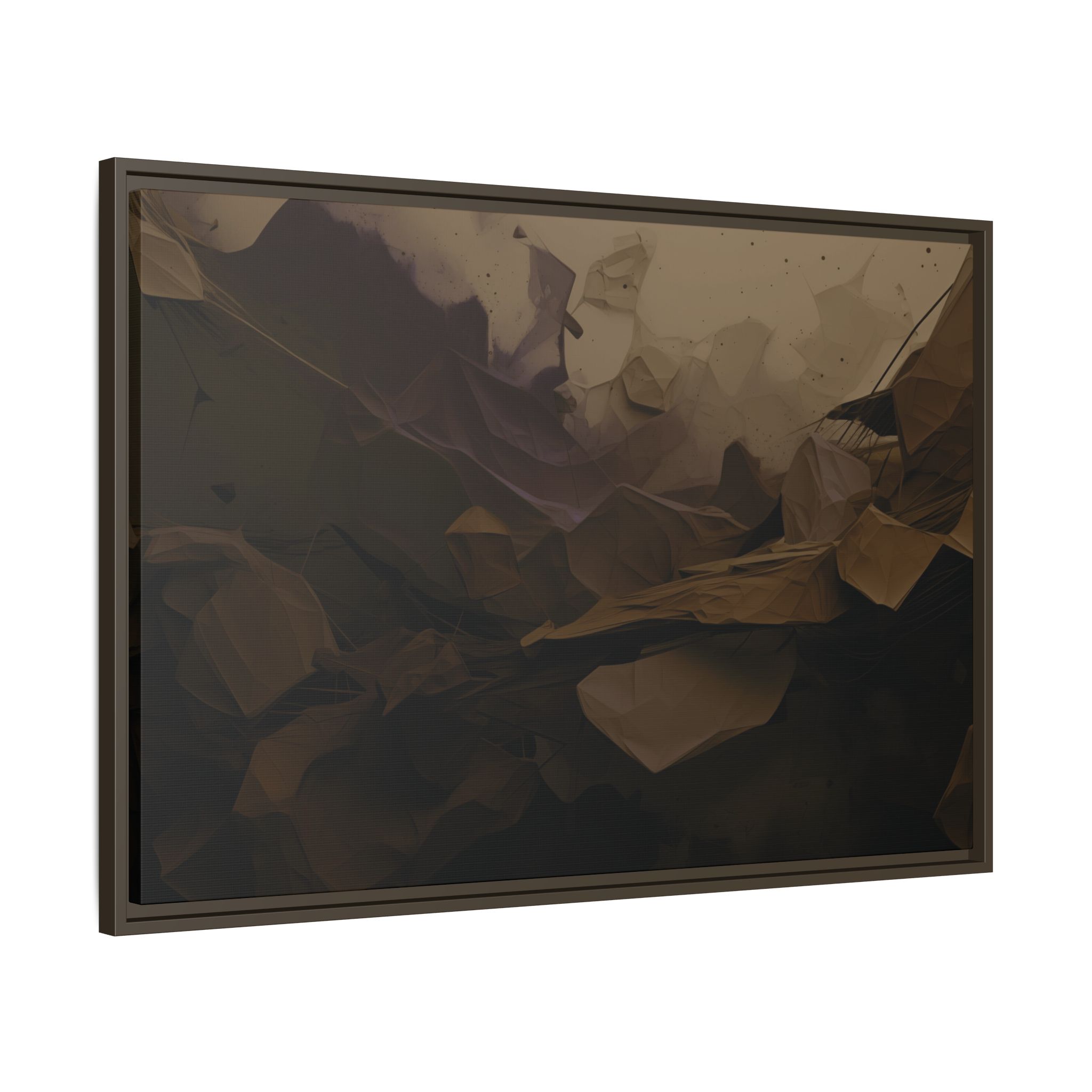 Polygon Thoughts (v0 Dark) - Framed Matt Canvas (Black, White, Brown,) - Image 10