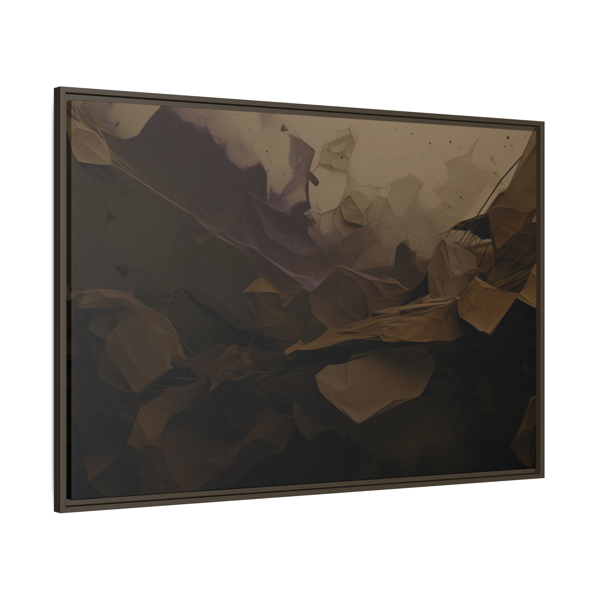 Polygon Thoughts (v0 Dark) - Framed Matt Canvas (Black, White, Brown,) - Image 18