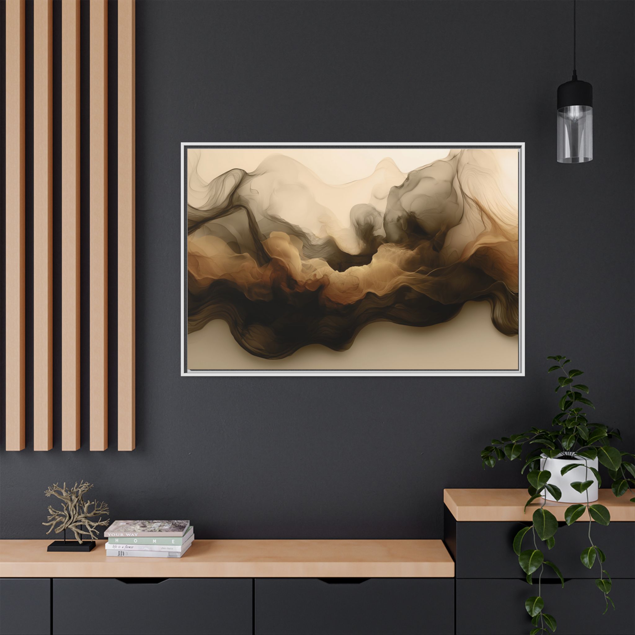 Siesmic Clouds - Ember (v2 coffee), Framed Matt Canvas (Black, White, Brown,) - Image 24