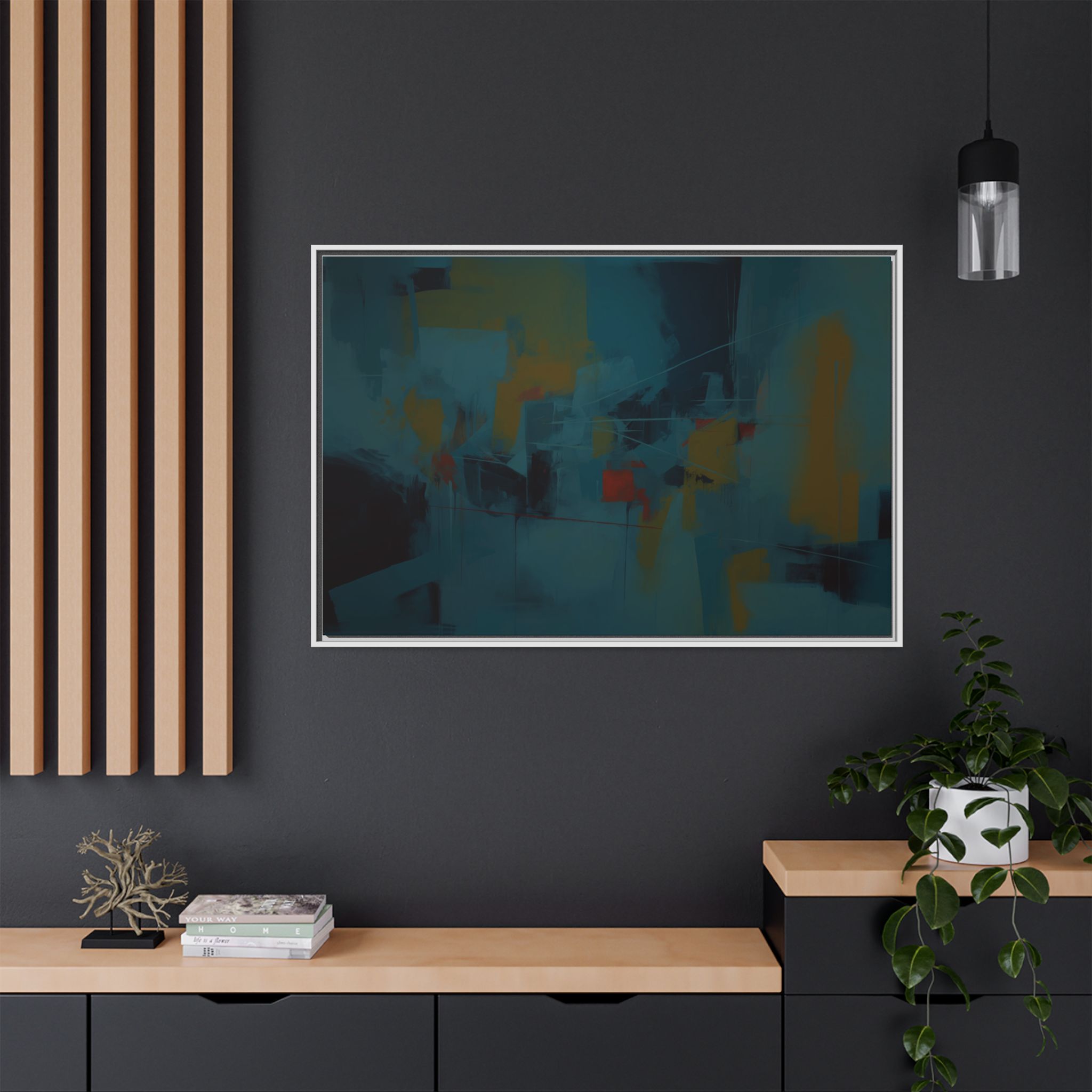 Abstracts Radar (v1 Blue Vibe) - Framed Matt Canvas (Black, White, Brown,) - Image 26