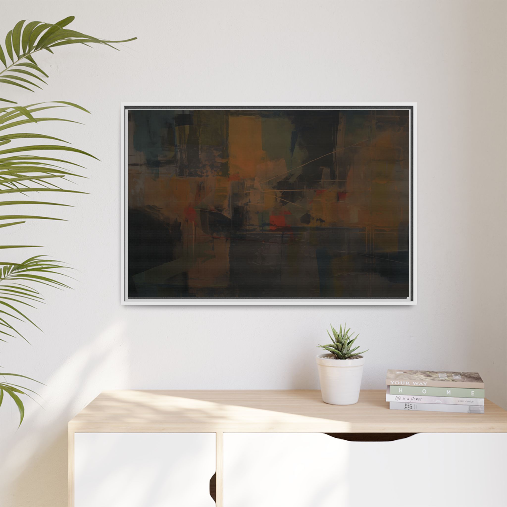 Abstracts Radar (v1 Dark) - Framed Matt Canvas (Black, White, Brown,) - Image 17