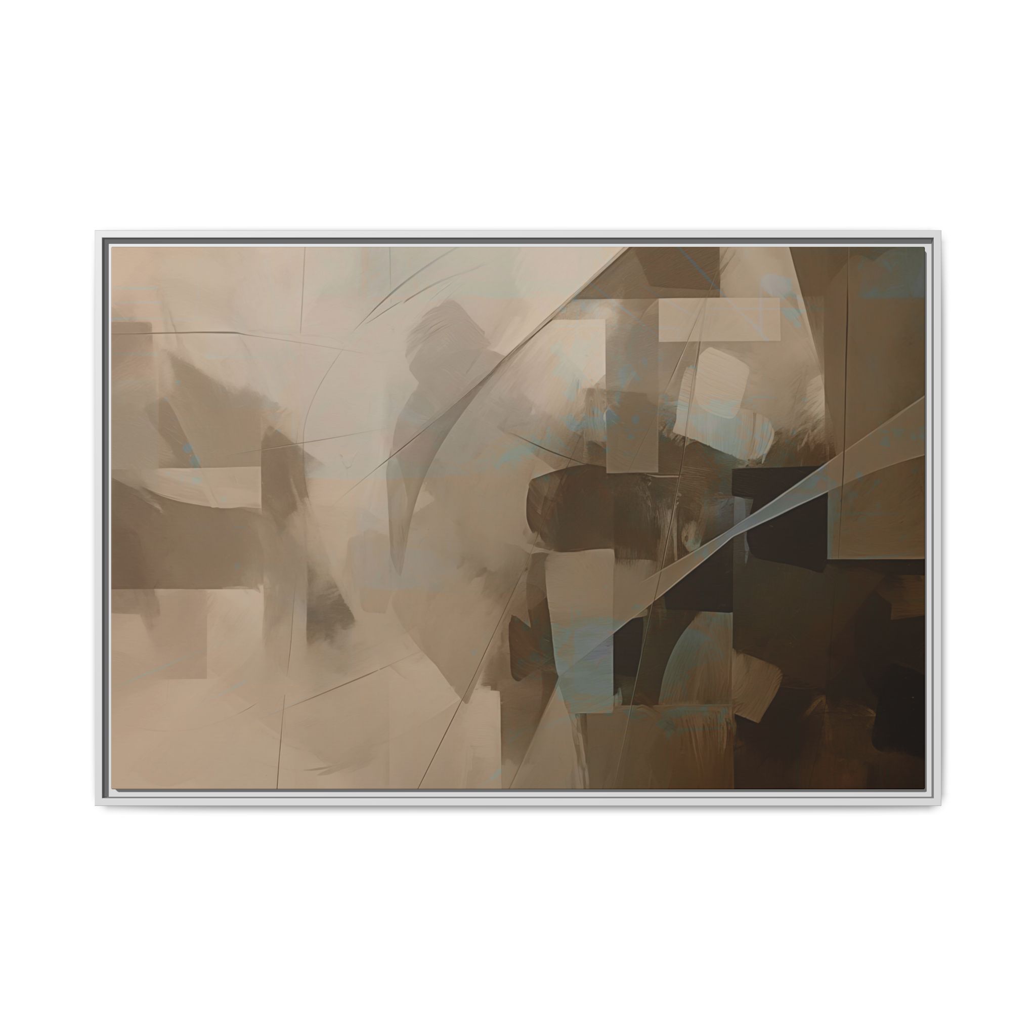 Abstracts Lance (v1 Coffee), Framed Matt Canvas (Black, White, Brown,) - Image 23