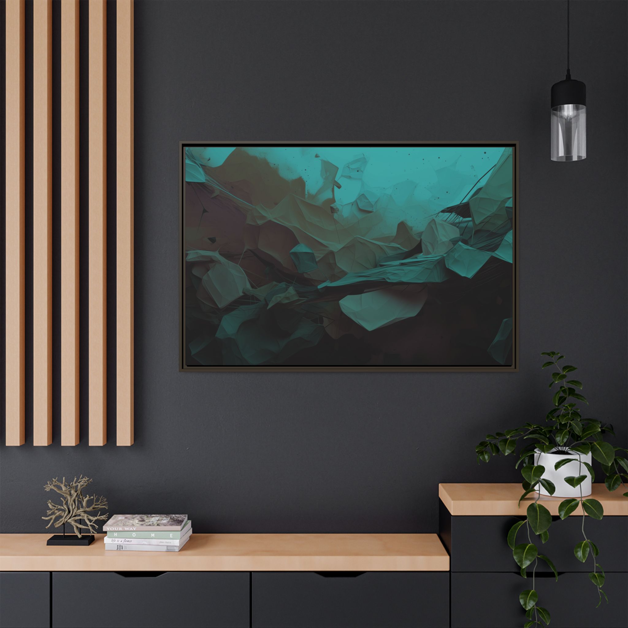 Polygon Thoughts (v0 Blue) - Framed Matt Canvas (Black, White, Brown,) - Image 20