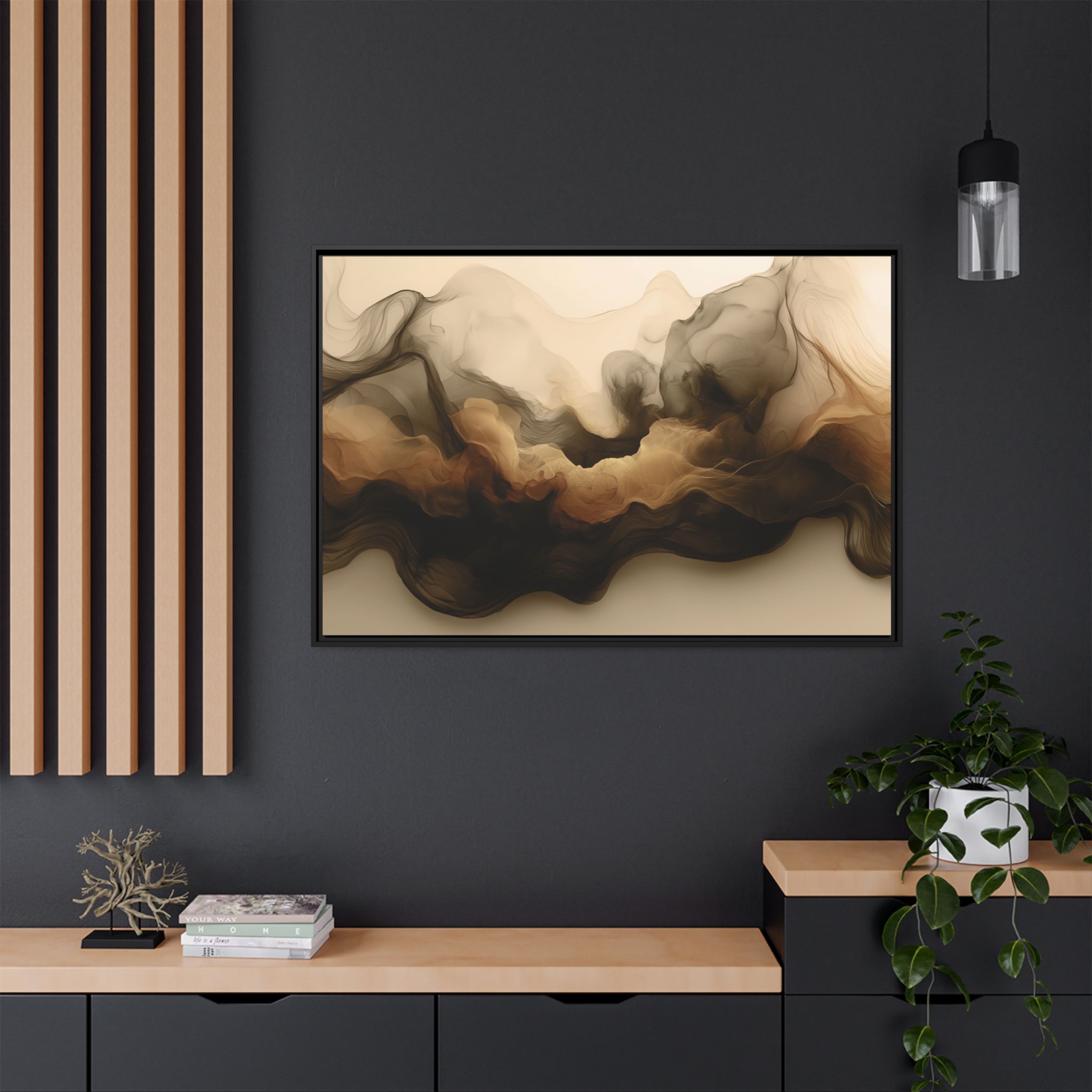 Siesmic Clouds - Ember (v2 coffee), Framed Matt Canvas (Black, White, Brown,) - Image 8
