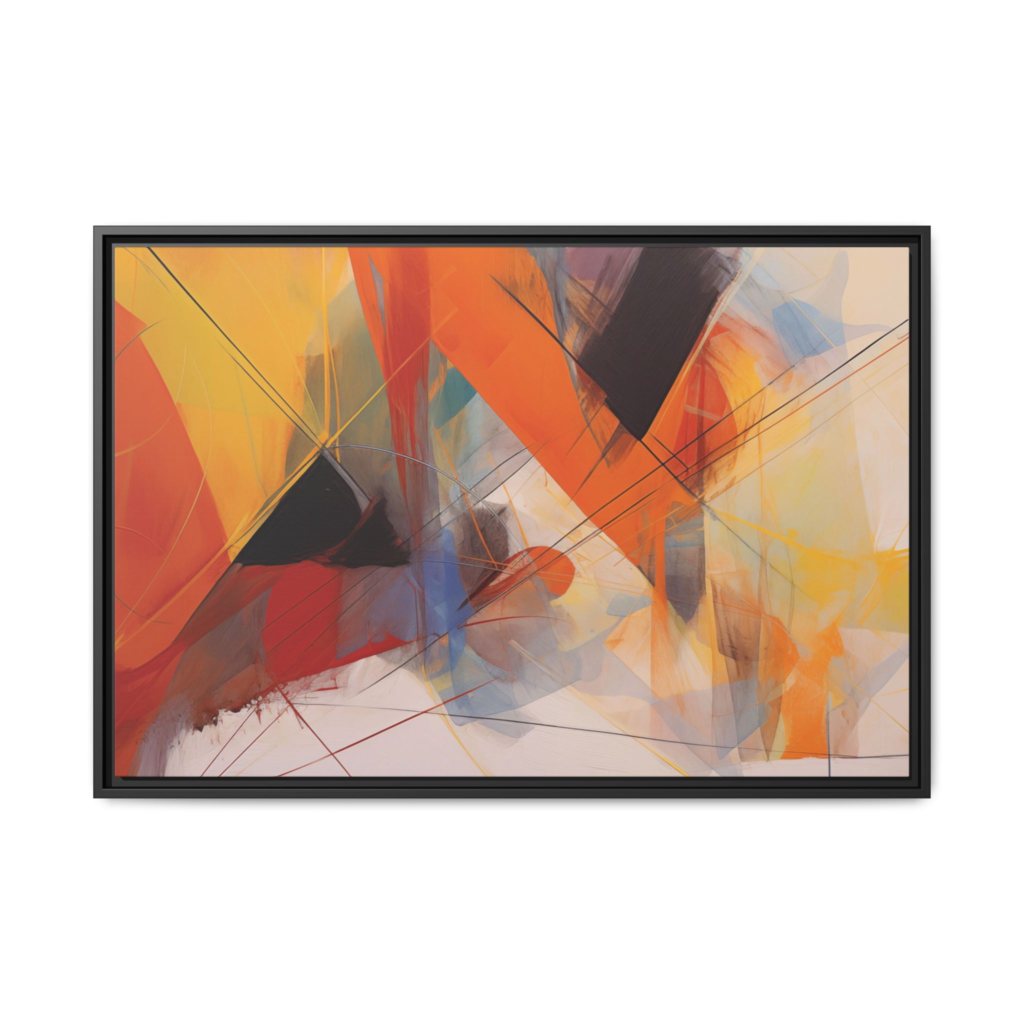 Abstracts Horn (v1 Clear), Framed Matt Canvas (Black, White, Brown,) - Image 6