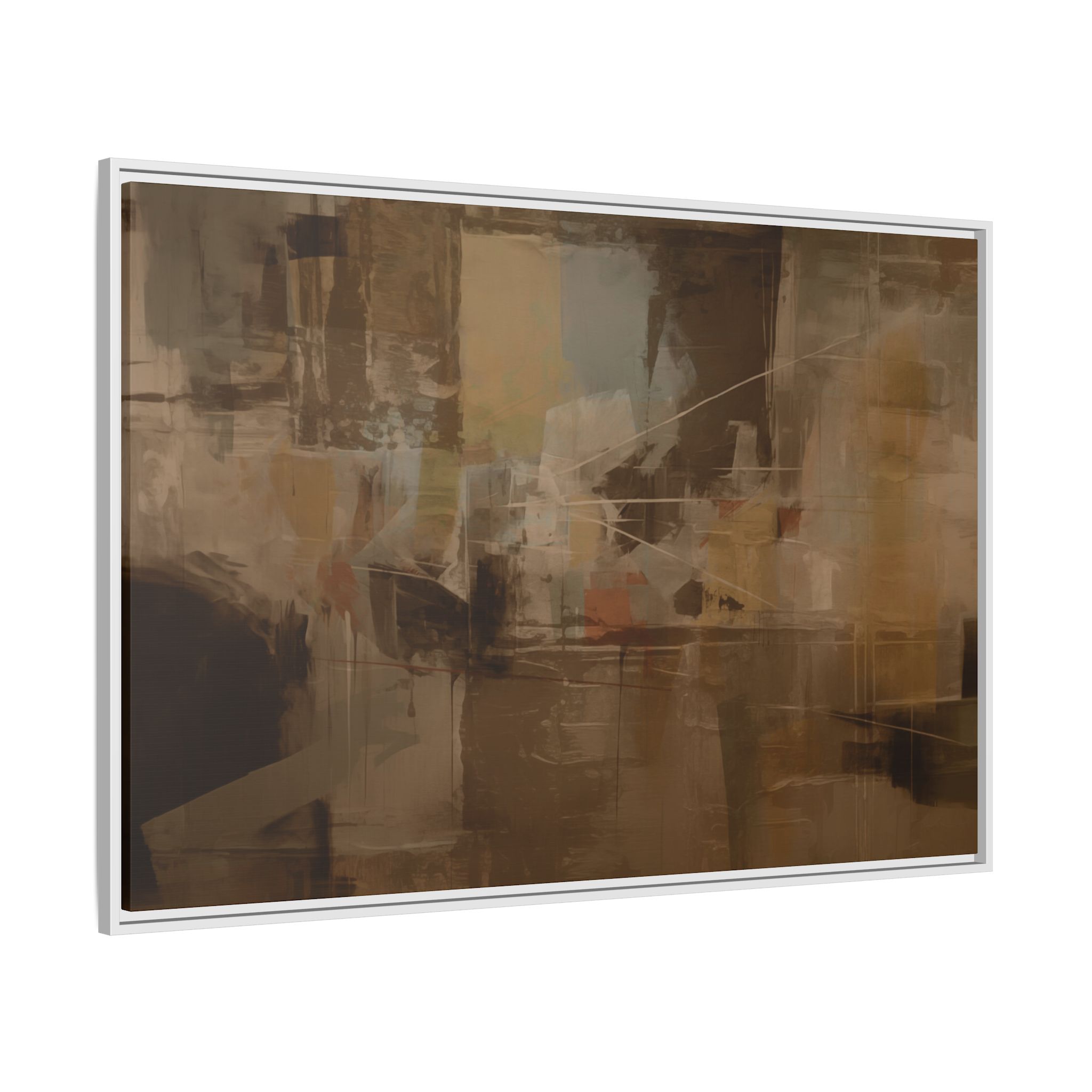 Abstracts Radar (v1 Coffee) - Framed Matt Canvas (Black, White, Brown,) - Image 24