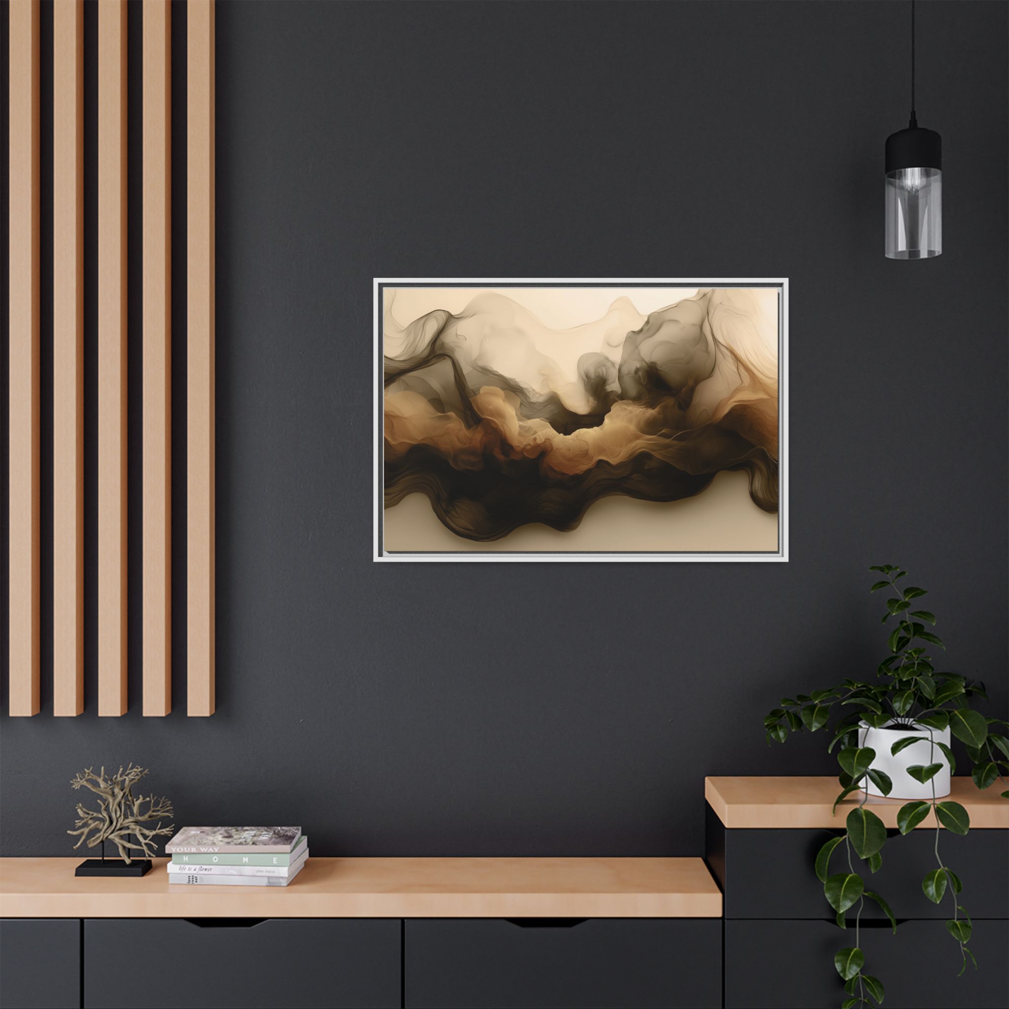 Siesmic Clouds - Ember (v2 coffee), Framed Matt Canvas (Black, White, Brown,) - Image 16