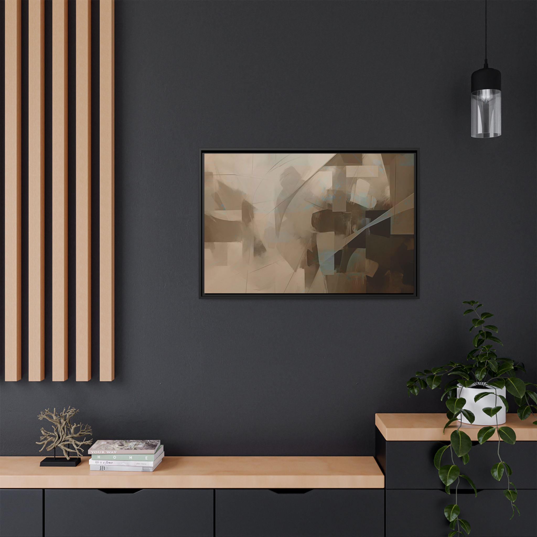 Abstracts Lance (v1 Coffee), Framed Matt Canvas (Black, White, Brown,) - Image 9