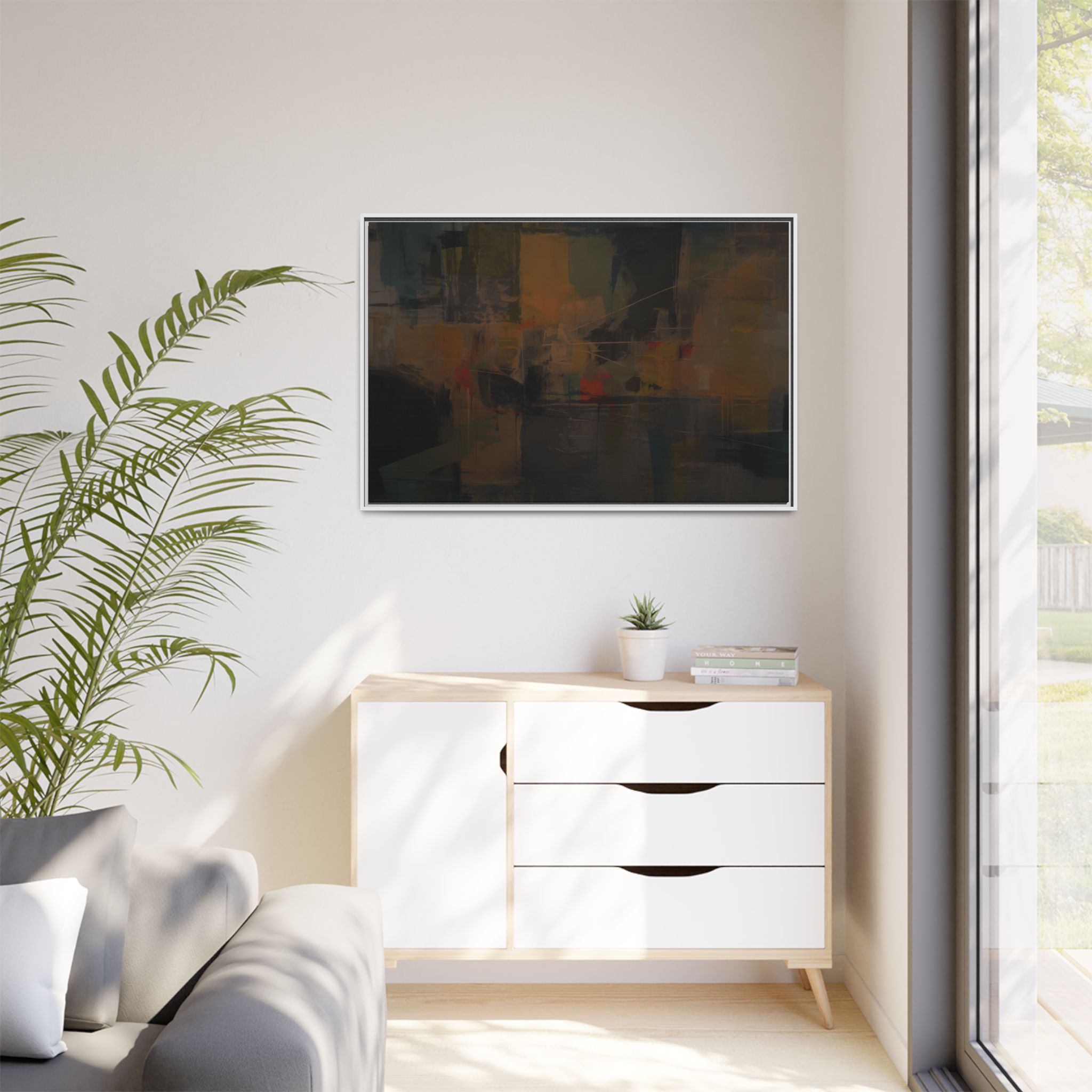 Abstracts Radar (v1 Dark) - Framed Matt Canvas (Black, White, Brown,) - Image 25