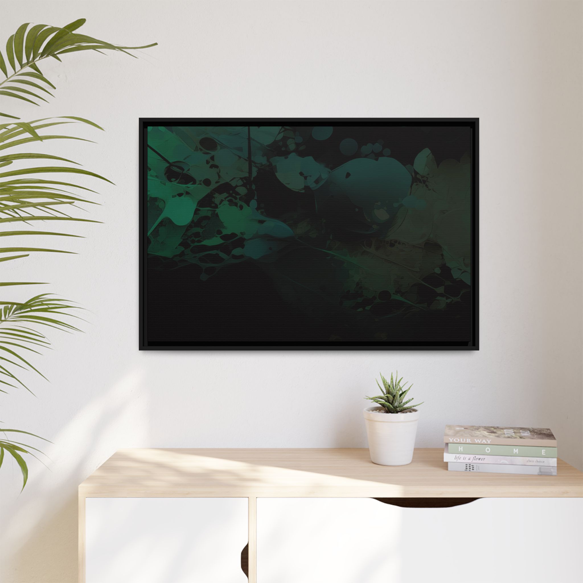 Polygon Fluids (Blue) - Framed Matt Canvas (Black, White, Brown,) - Image 3