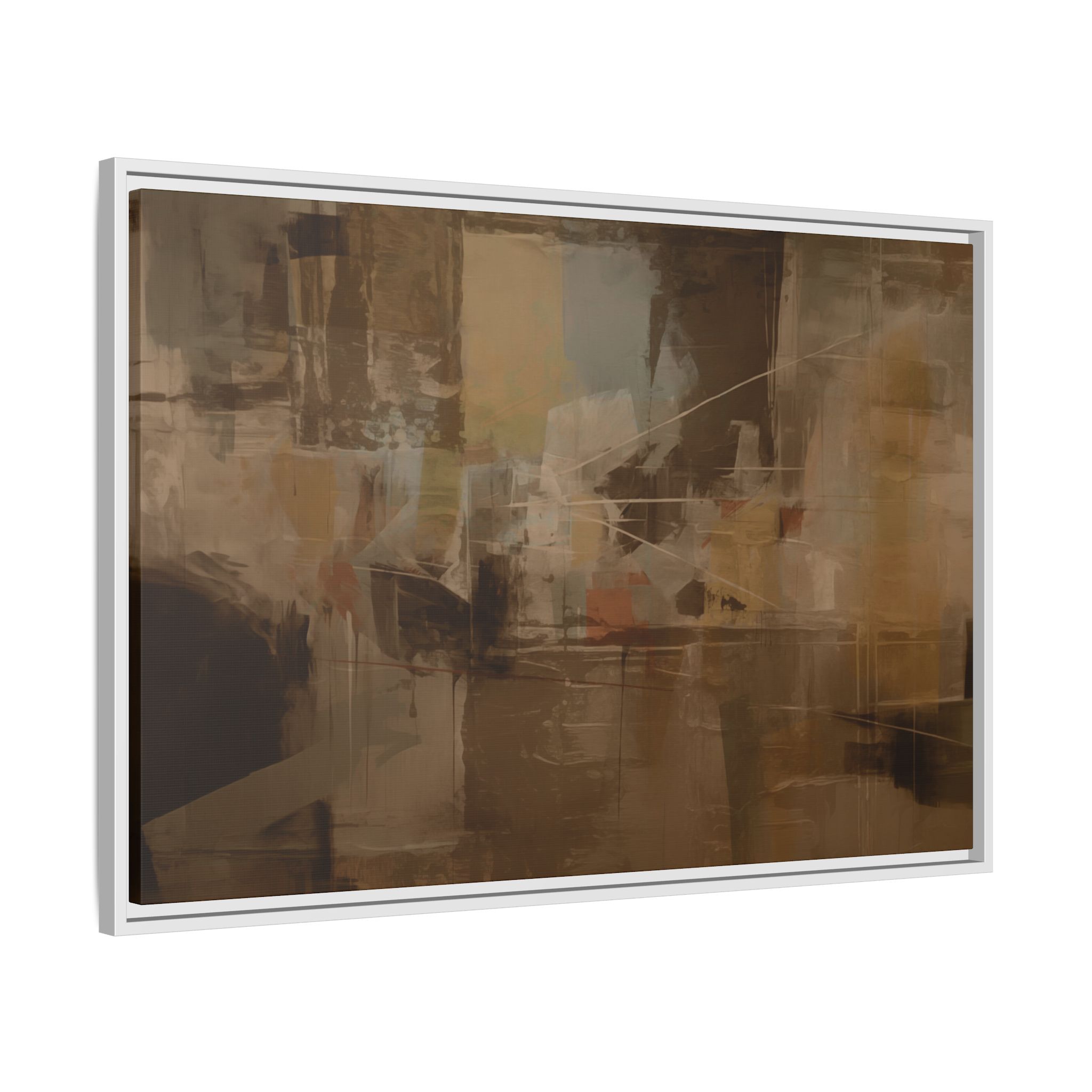 Abstracts Radar (v1 Coffee) - Framed Matt Canvas (Black, White, Brown,) - Image 16
