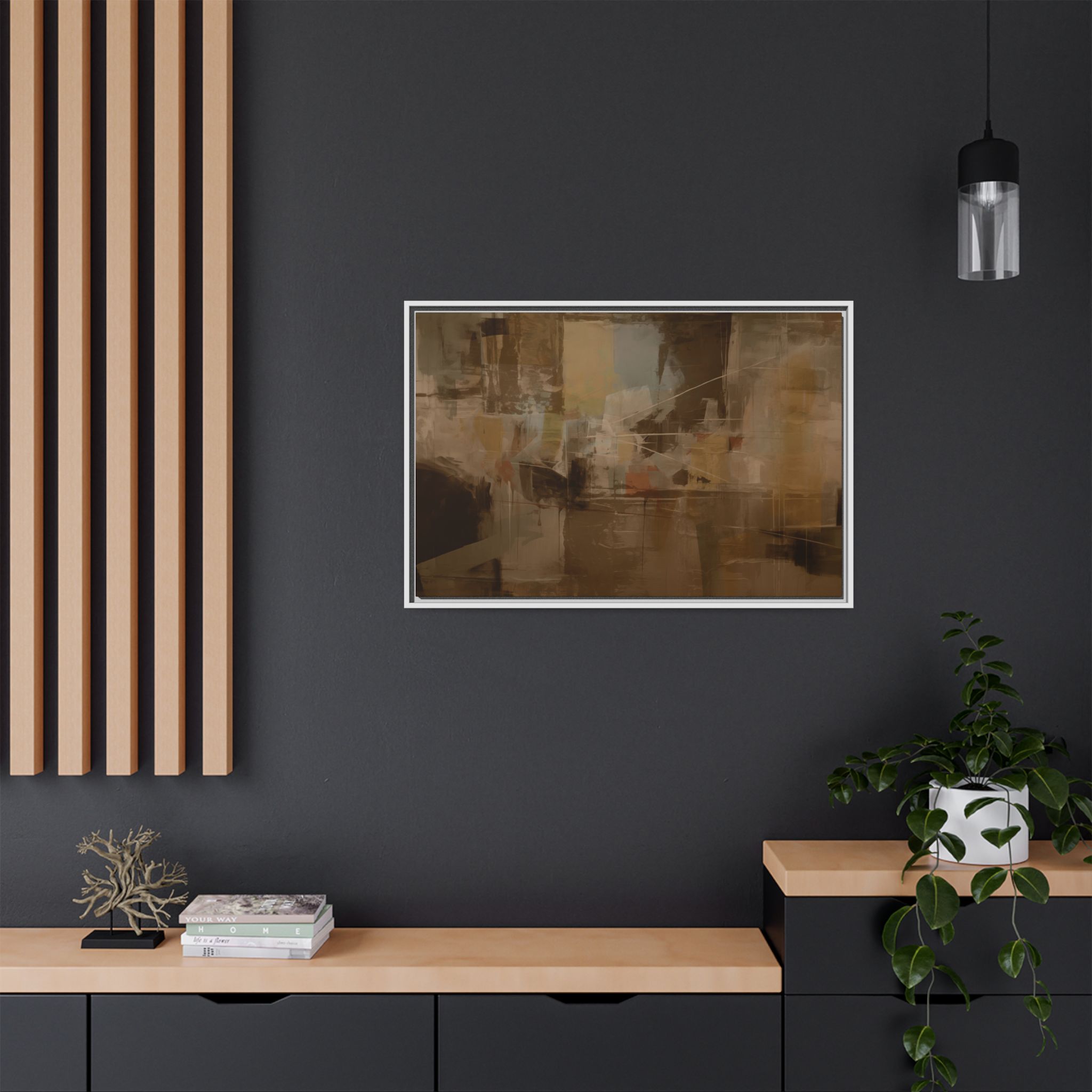 Abstracts Radar (v1 Coffee) - Framed Matt Canvas (Black, White, Brown,) - Image 18