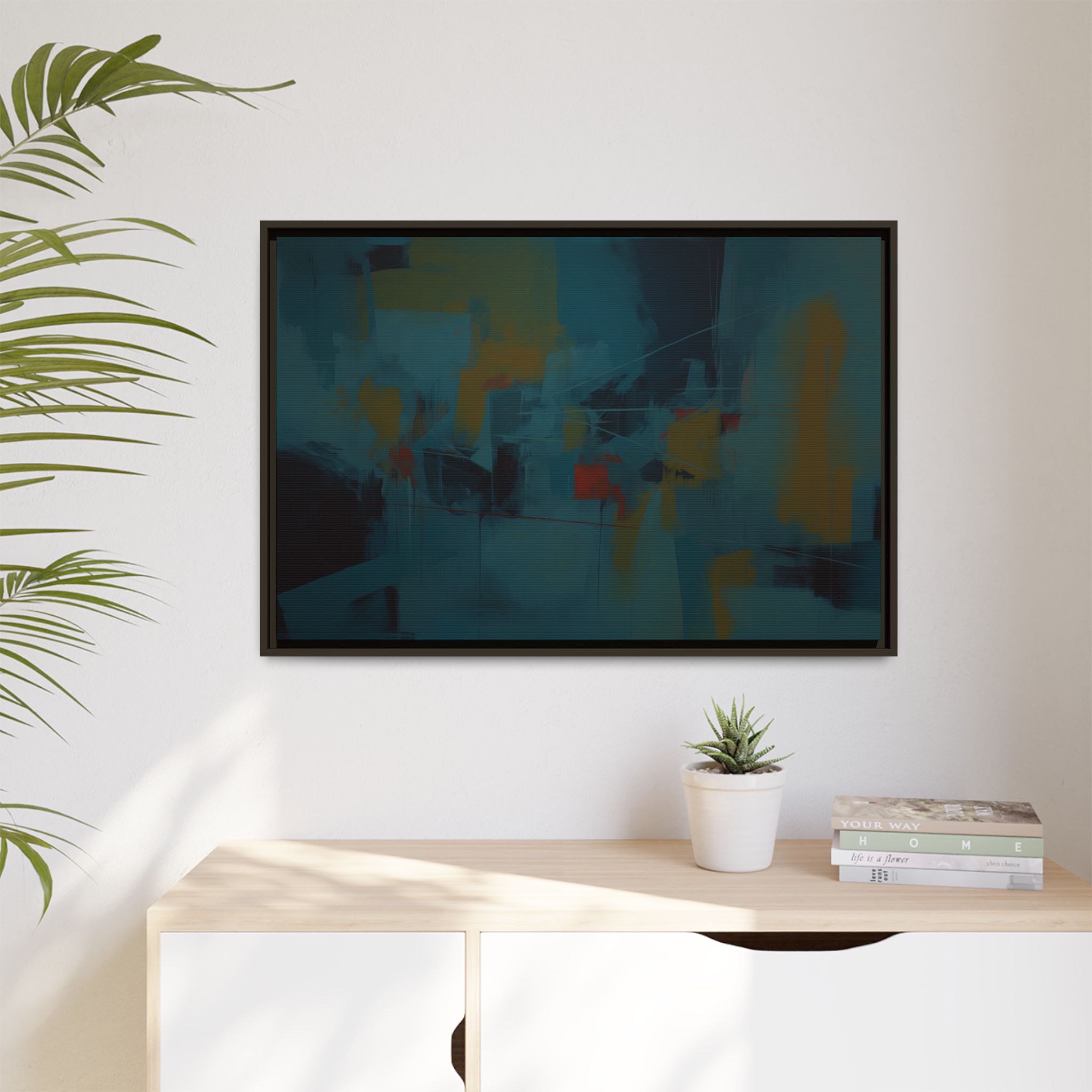Abstracts Radar (v1 Blue Vibe) - Framed Matt Canvas (Black, White, Brown,) - Image 12