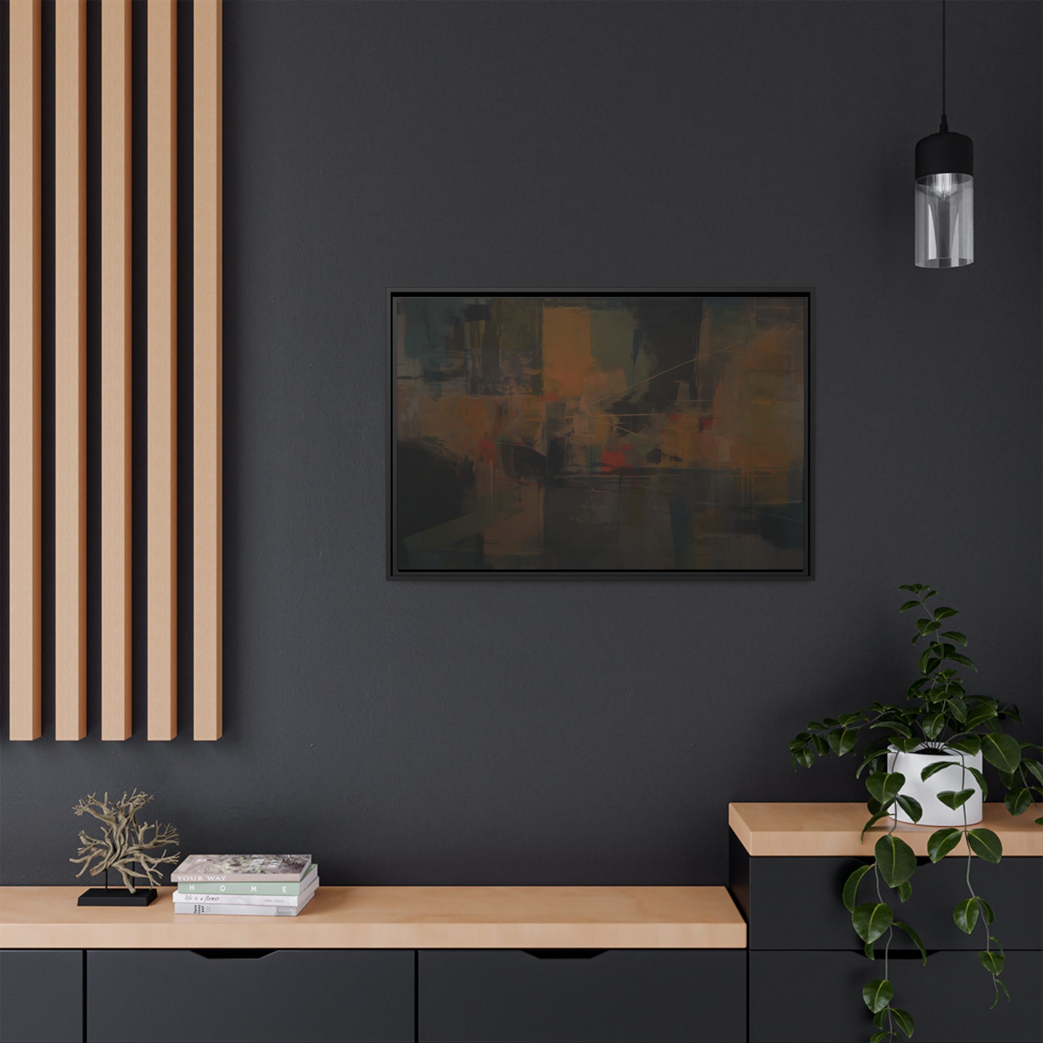 Abstracts Radar (v1 Dark) - Framed Matt Canvas (Black, White, Brown,) - Image 4