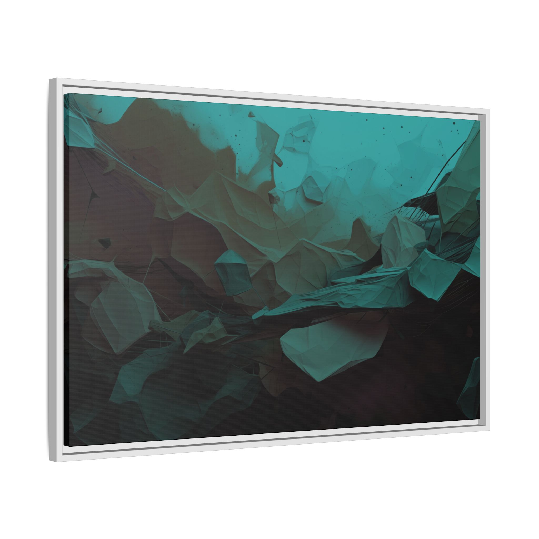 Polygon Thoughts (v0 Blue) - Framed Matt Canvas (Black, White, Brown,) - Image 14