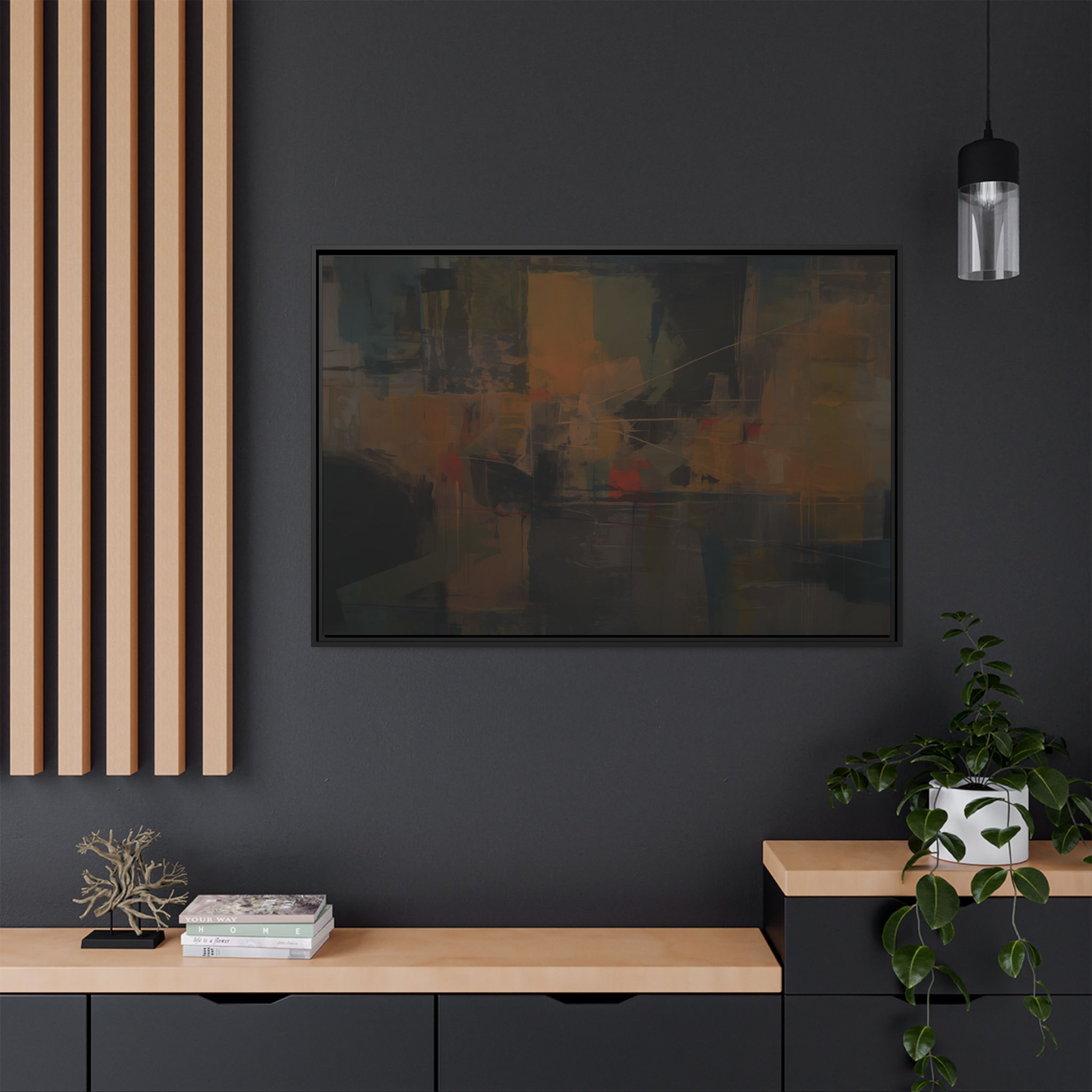 Abstracts Radar (v1 Dark) - Framed Matt Canvas (Black, White, Brown,) - Image 8