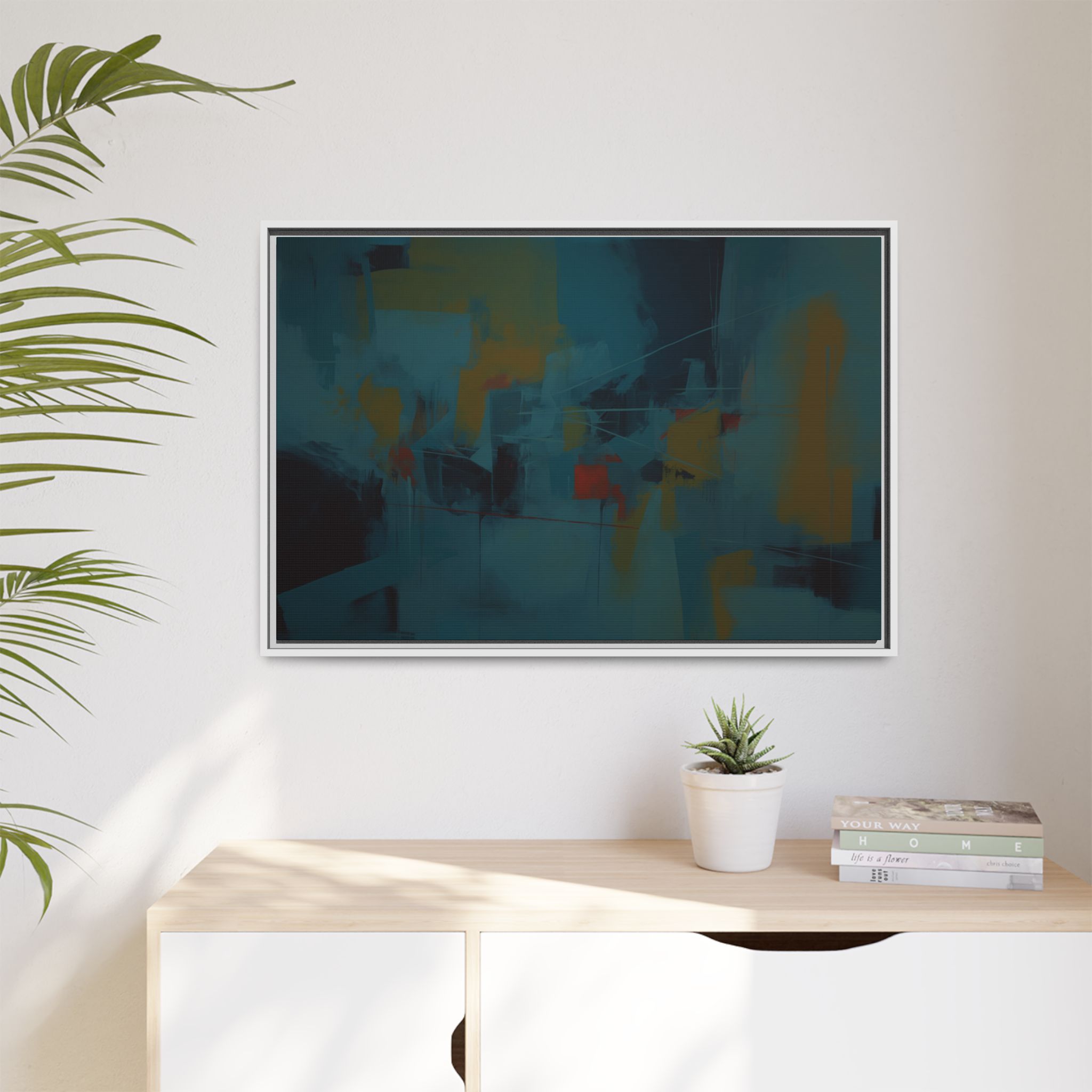 Abstracts Radar (v1 Blue Vibe) - Framed Matt Canvas (Black, White, Brown,) - Image 17