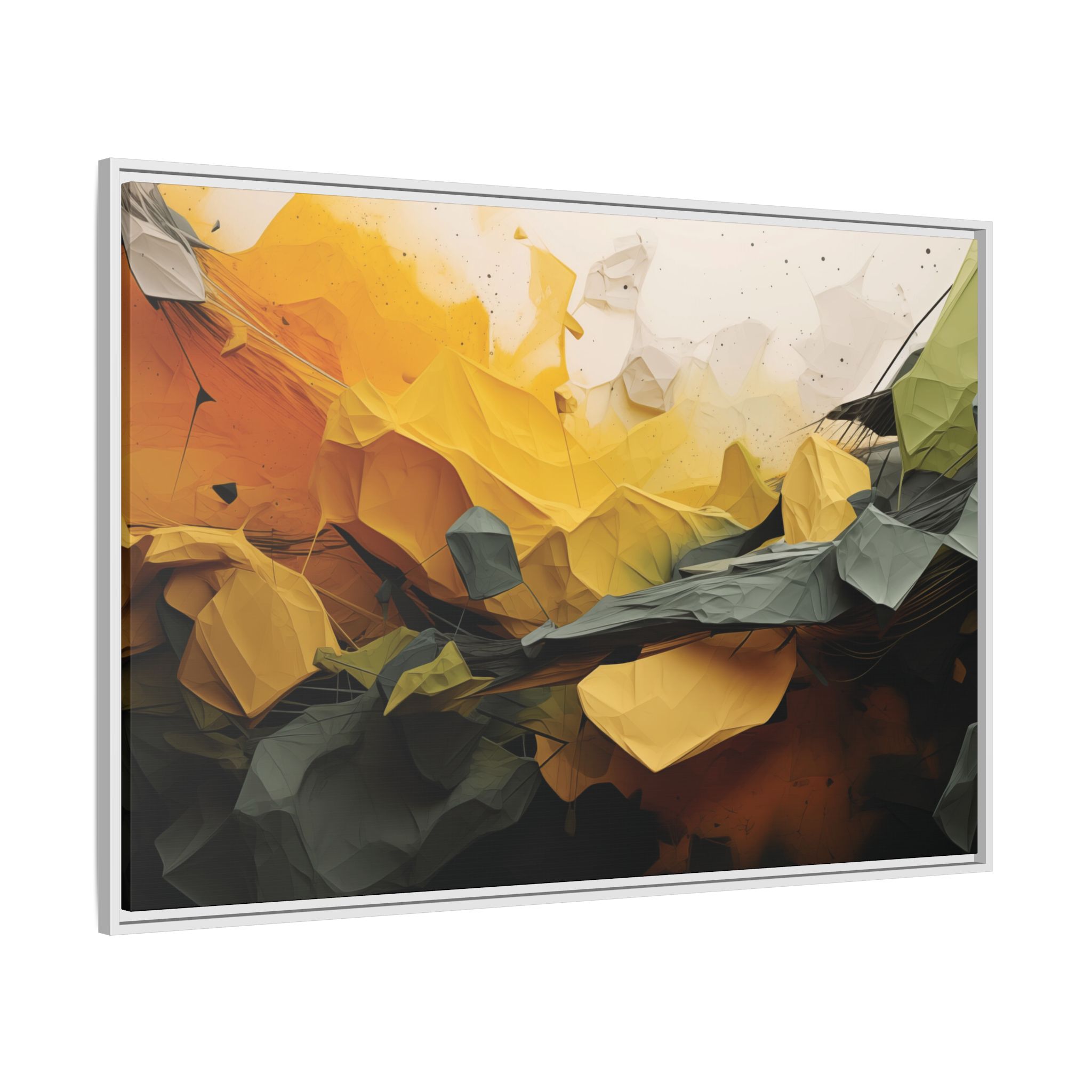 Polygon Thoughts (v0 Clear) - Framed Matt Canvas (Black, White, Brown,) - Image 22