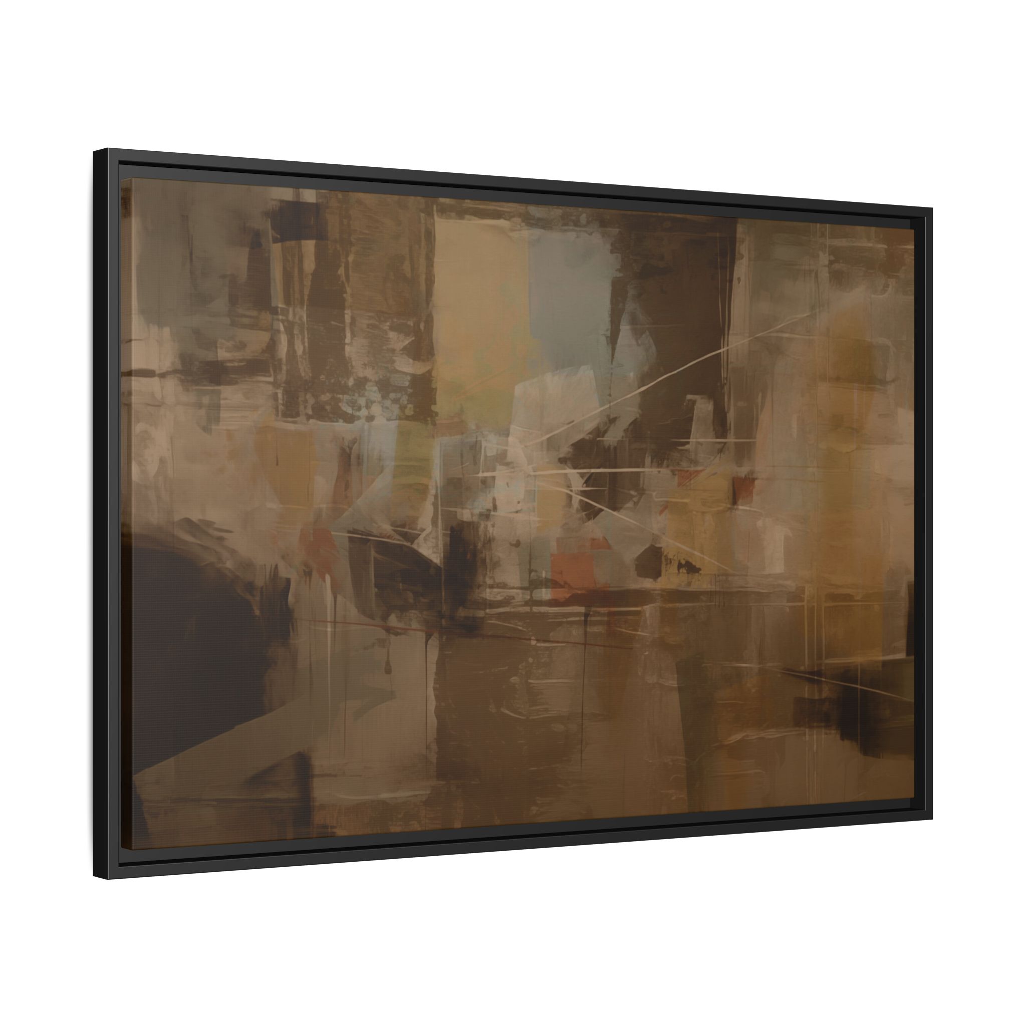 Abstracts Radar (v1 Coffee) - Framed Matt Canvas (Black, White, Brown,) - Image 2