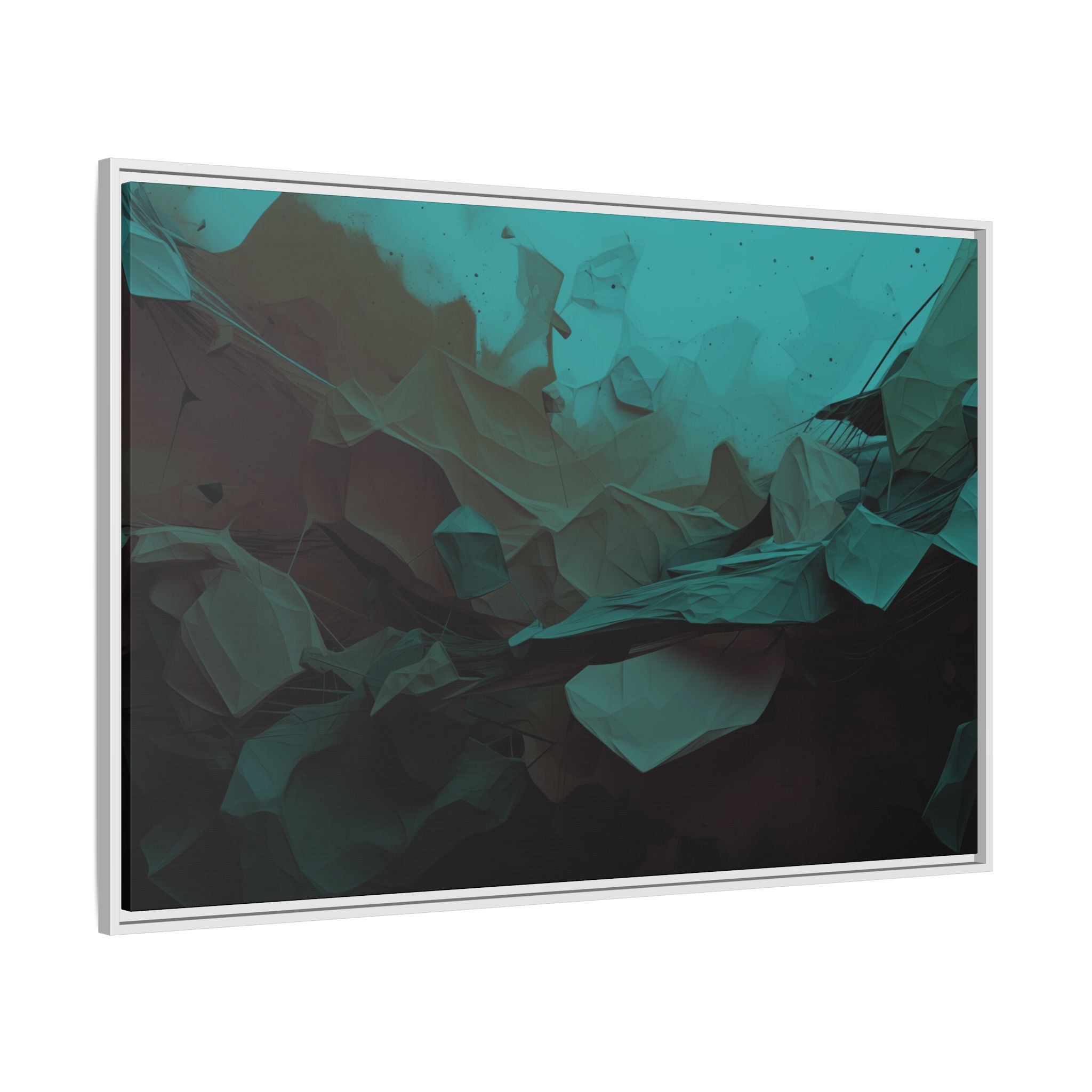 Polygon Thoughts (v0 Blue) - Framed Matt Canvas (Black, White, Brown,) - Image 22