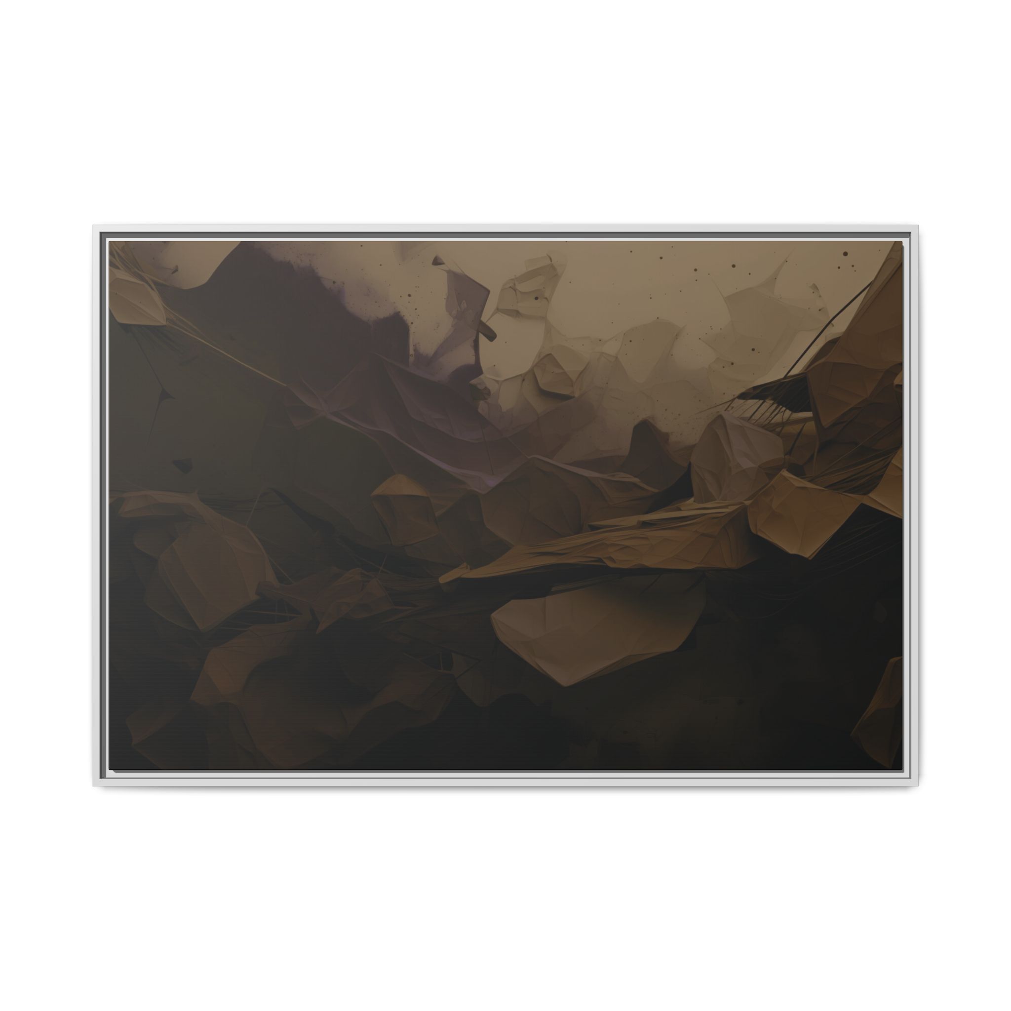 Polygon Thoughts (v0 Dark) - Framed Matt Canvas (Black, White, Brown,) - Image 21