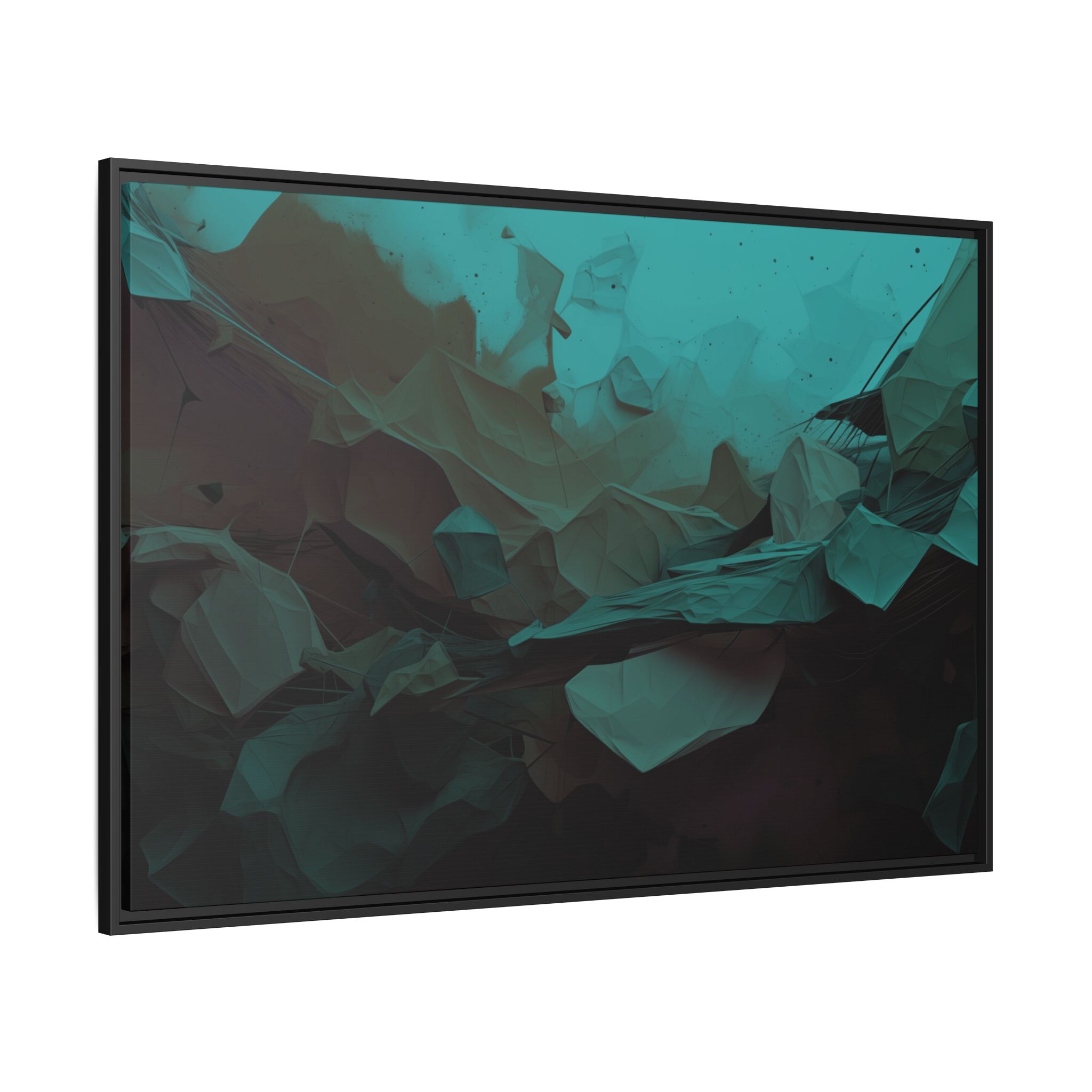 Polygon Thoughts (v0 Blue) - Framed Matt Canvas (Black, White, Brown,) - Image 6