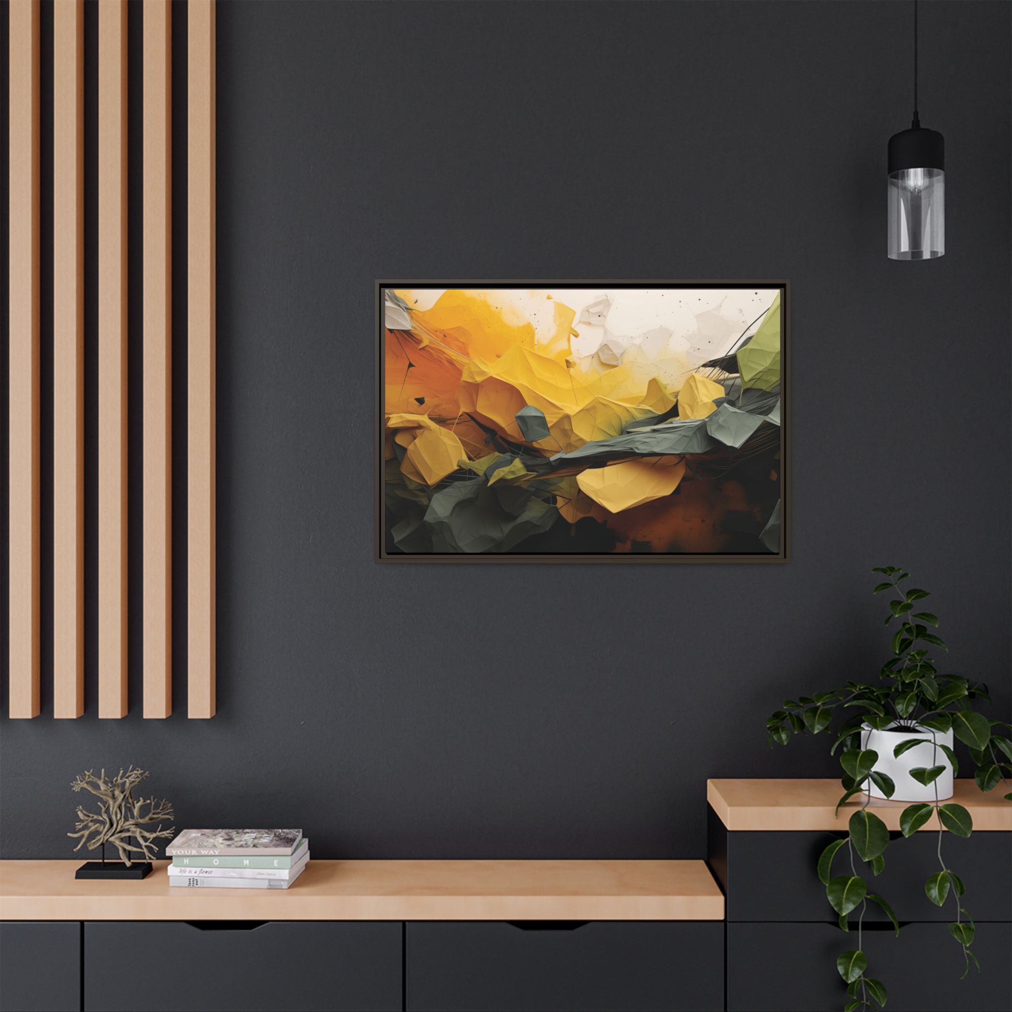 Polygon Thoughts (v0 Clear) - Framed Matt Canvas (Black, White, Brown,) - Image 12