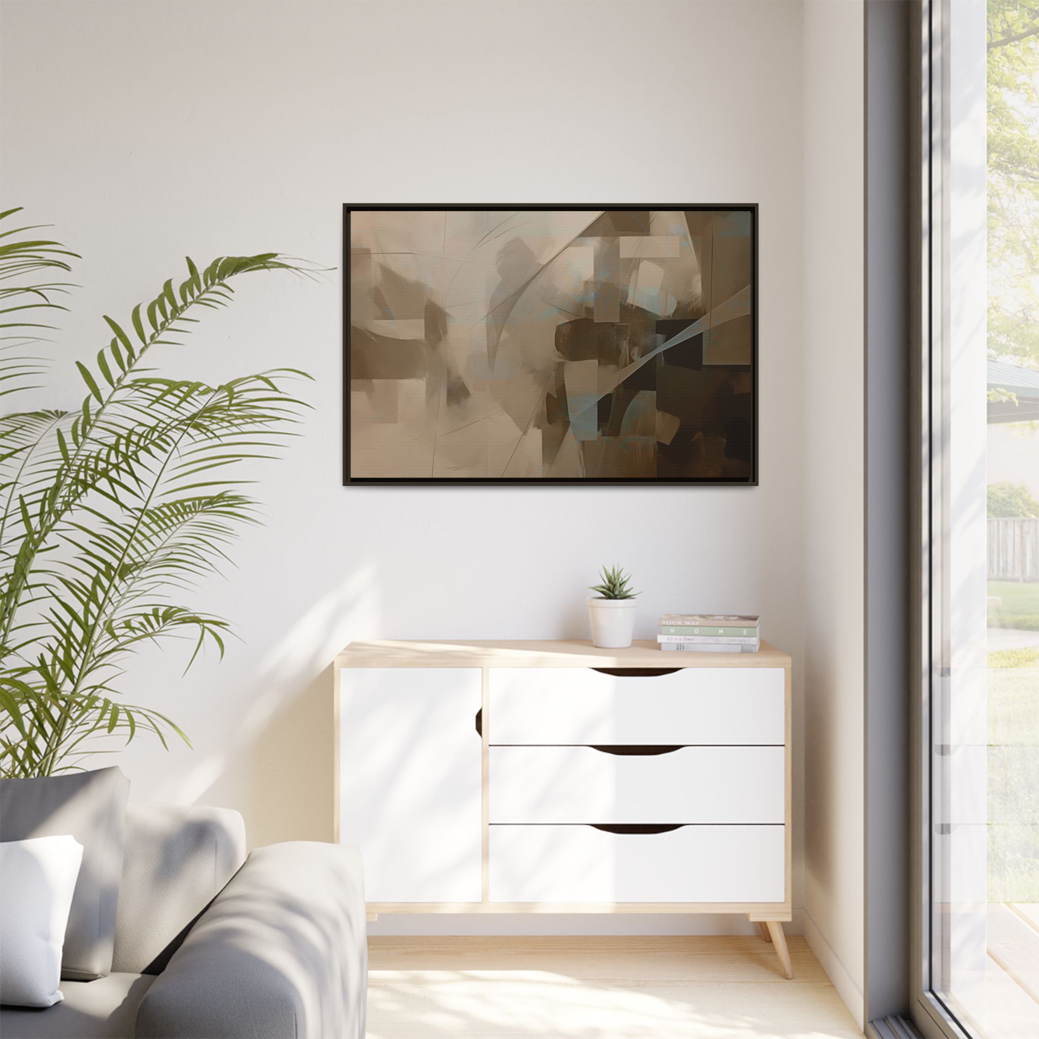 Abstracts Lance (v1 Coffee), Framed Matt Canvas (Black, White, Brown,) - Image 21