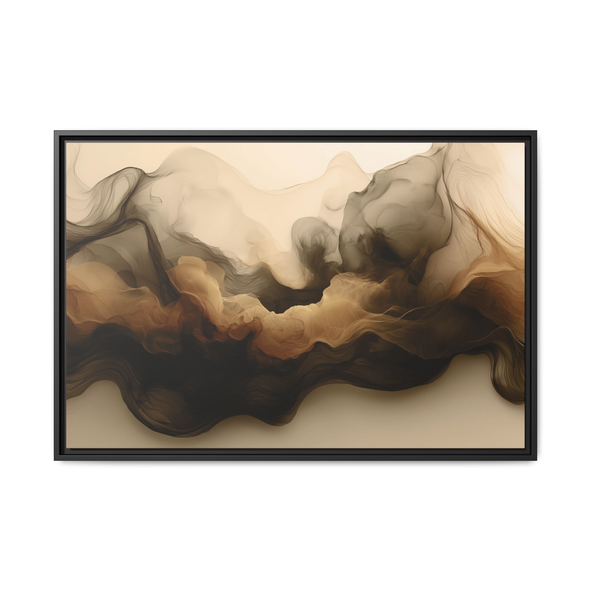 Siesmic Clouds - Ember (v2 coffee), Framed Matt Canvas (Black, White, Brown,)