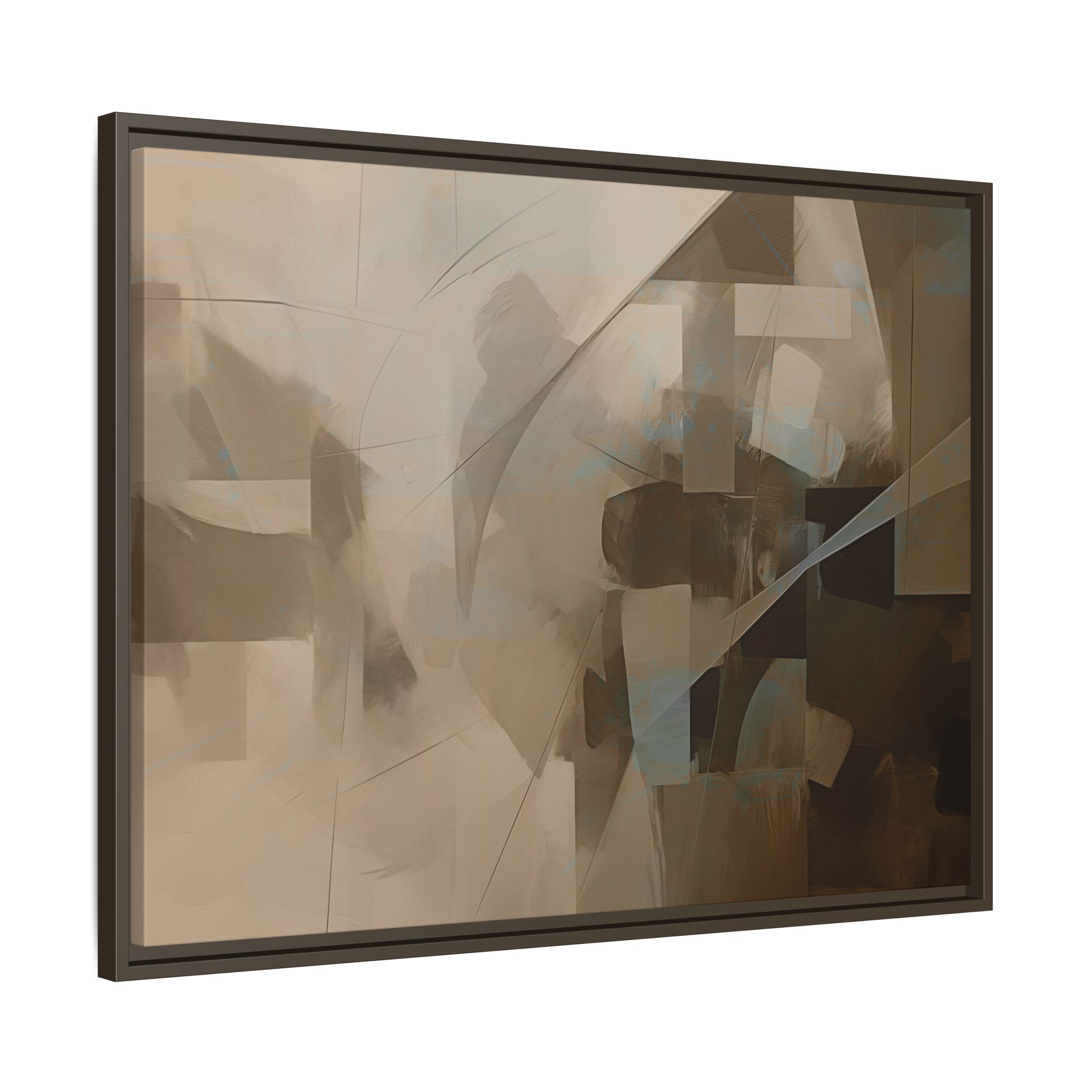 Abstracts Lance (v1 Coffee), Framed Matt Canvas (Black, White, Brown,) - Image 2