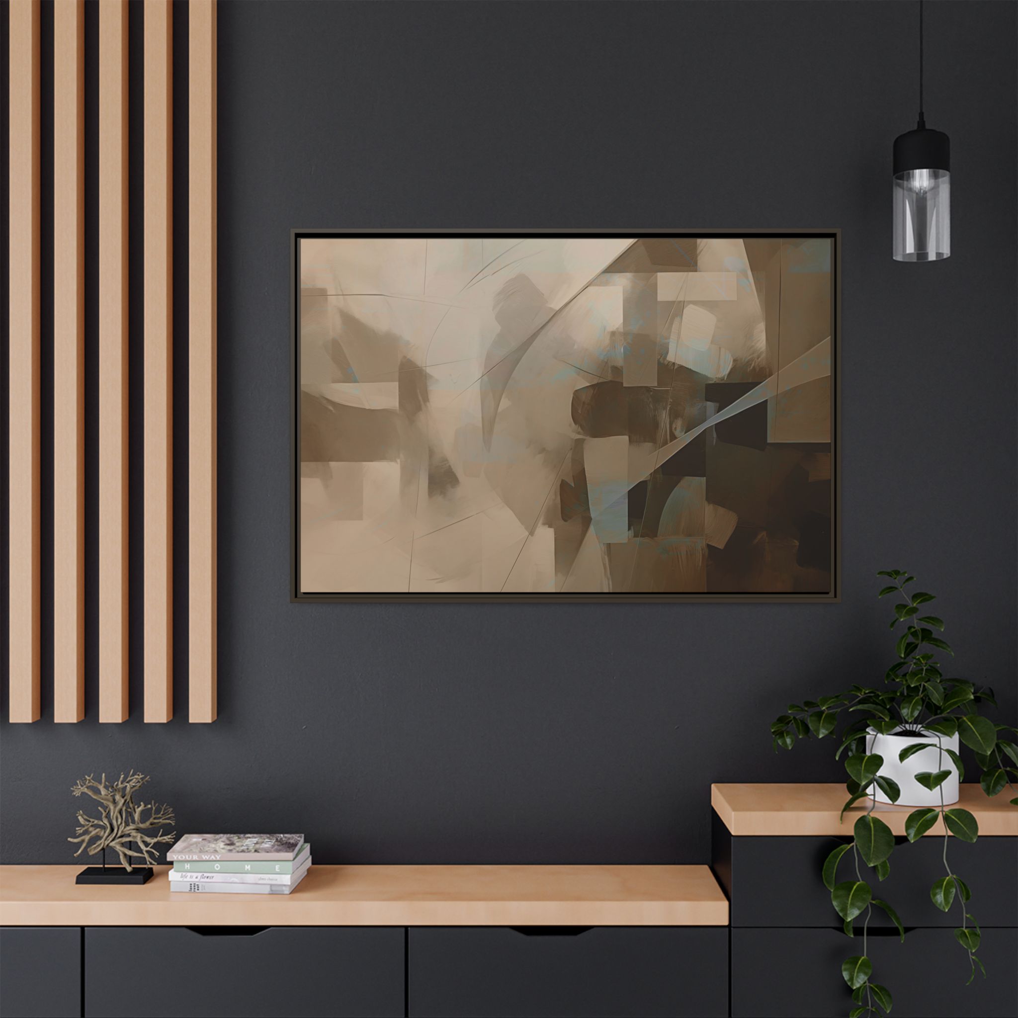 Abstracts Lance (v1 Coffee), Framed Matt Canvas (Black, White, Brown,) - Image 22