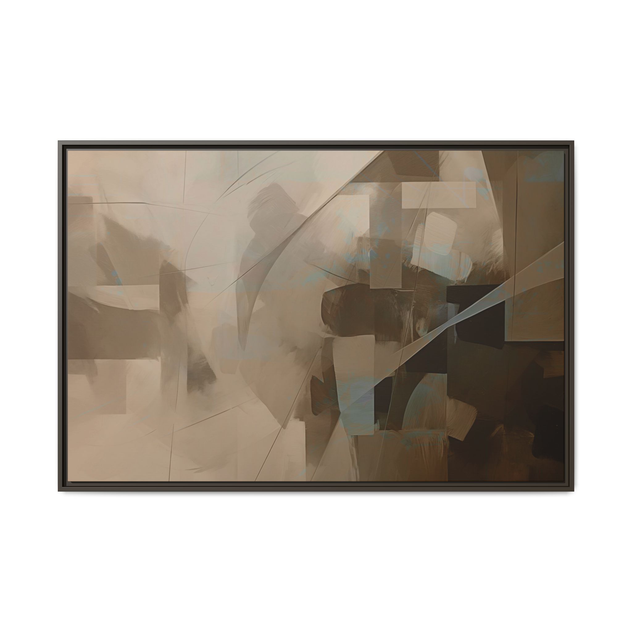 Abstracts Lance (v1 Coffee), Framed Matt Canvas (Black, White, Brown,) - Image 19