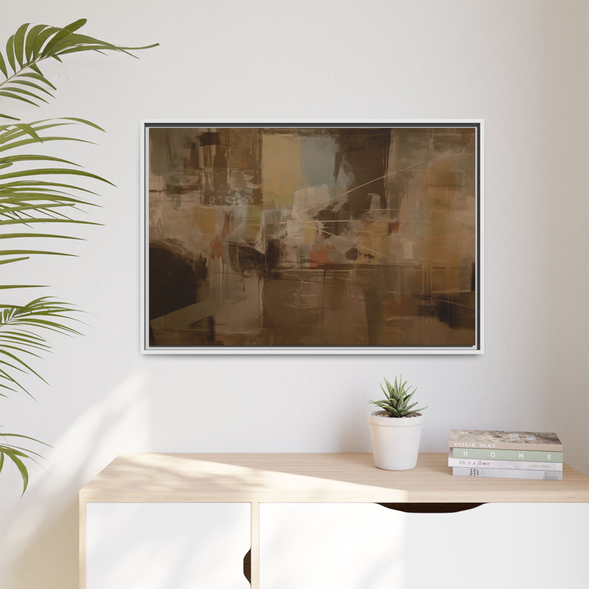 Abstracts Radar (v1 Coffee) - Framed Matt Canvas (Black, White, Brown,) - Image 17