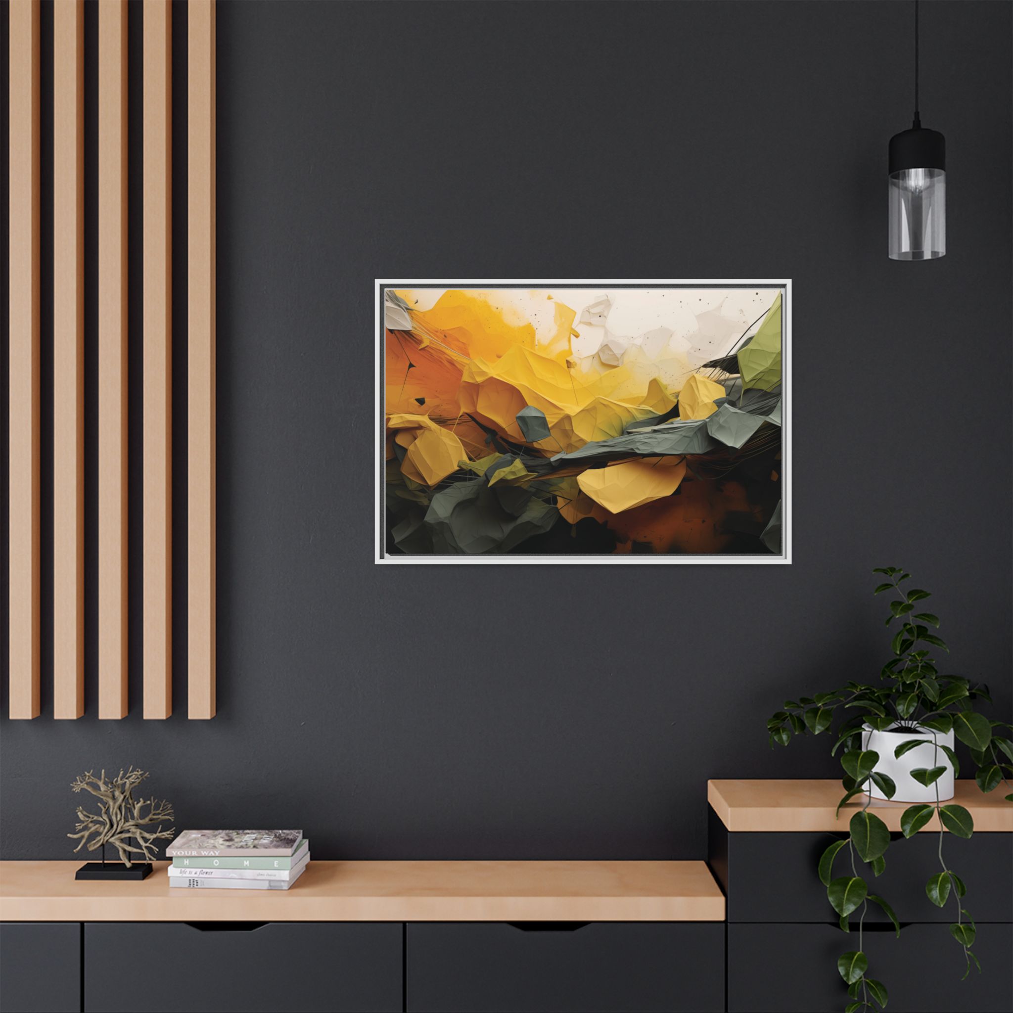 Polygon Thoughts (v0 Clear) - Framed Matt Canvas (Black, White, Brown,) - Image 16