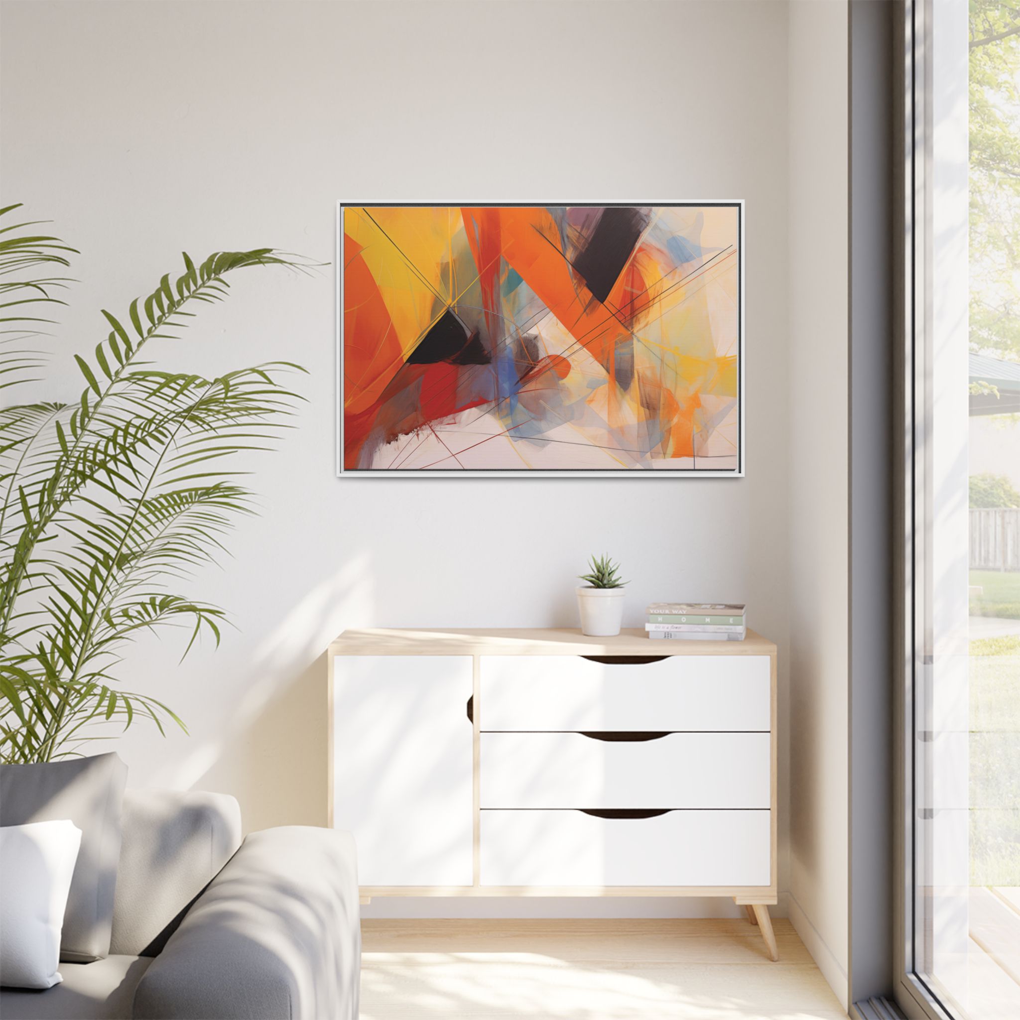 Abstracts Horn (v1 Clear), Framed Matt Canvas (Black, White, Brown,) - Image 25