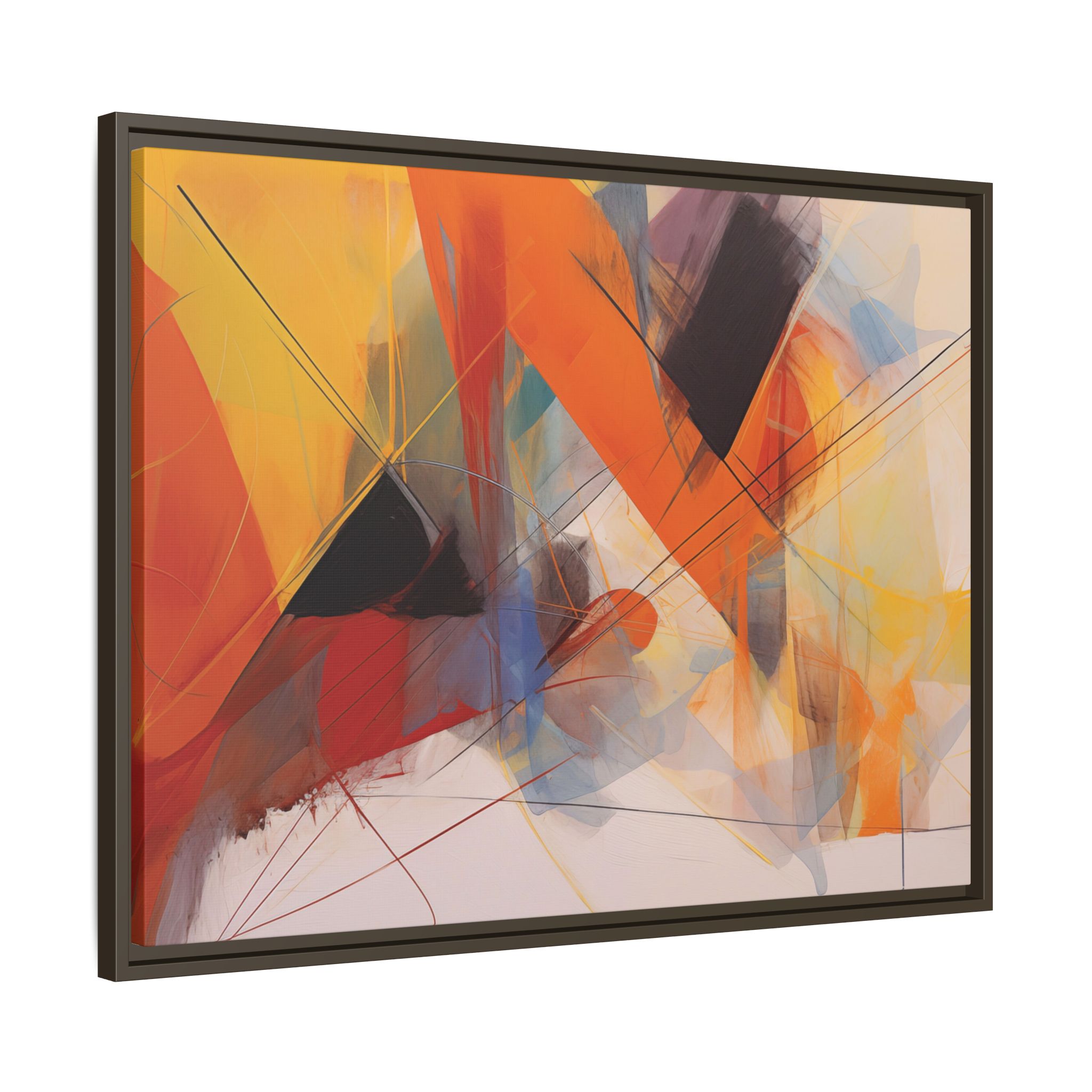 Abstracts Horn (v1 Clear), Framed Matt Canvas (Black, White, Brown,) - Image 2
