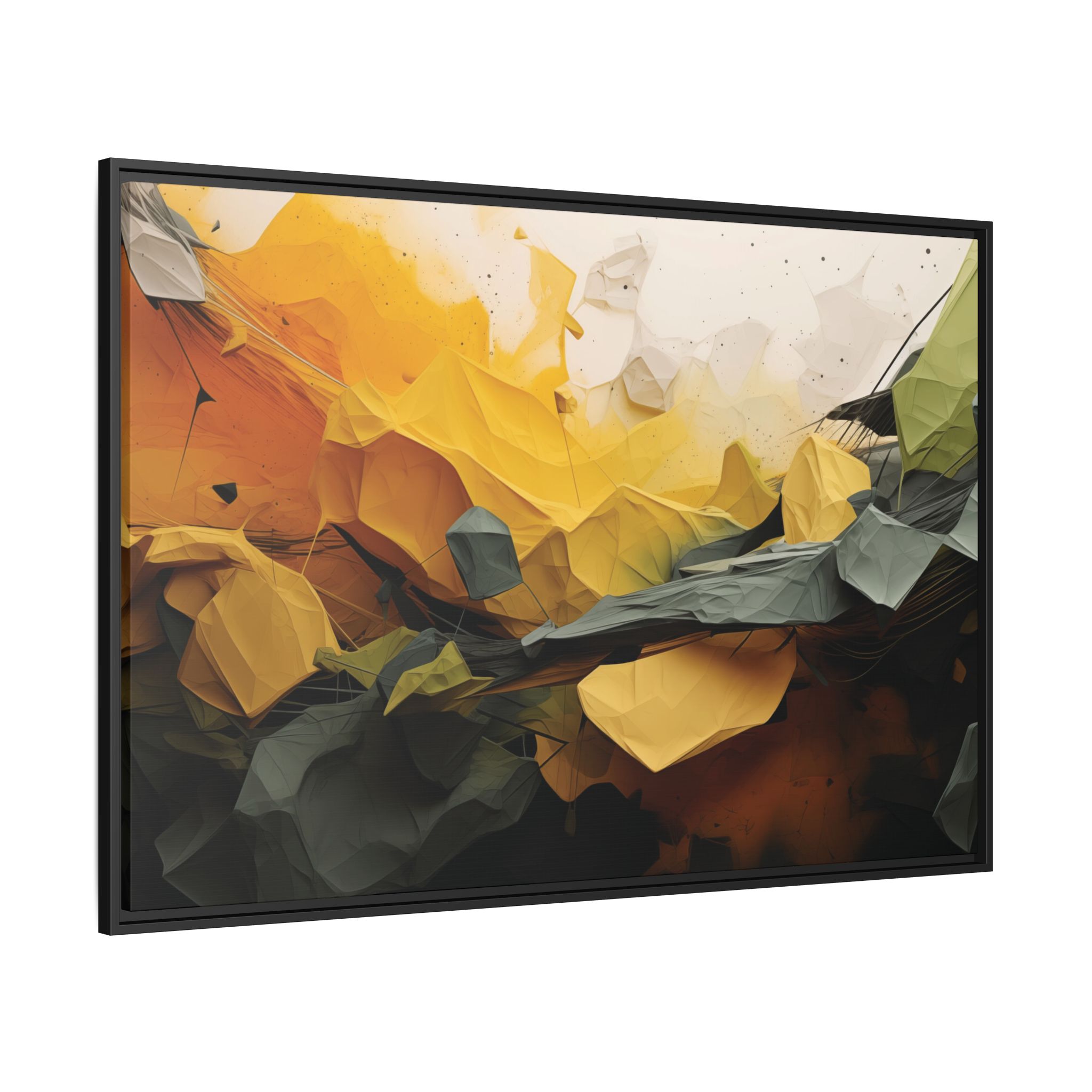 Polygon Thoughts (v0 Clear) - Framed Matt Canvas (Black, White, Brown,) - Image 6
