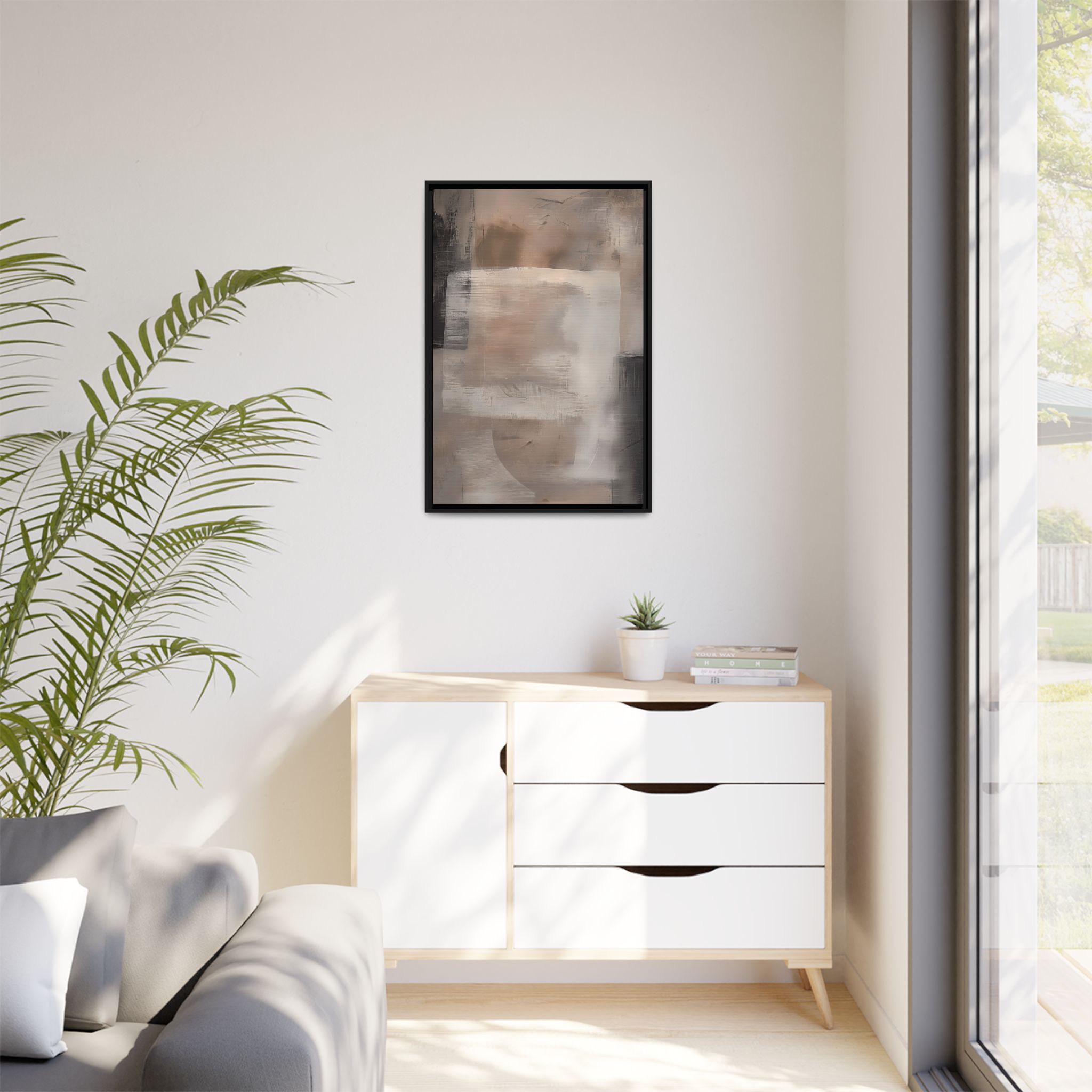 Biege Cotton - Square - Custom Black Frame - Image 3